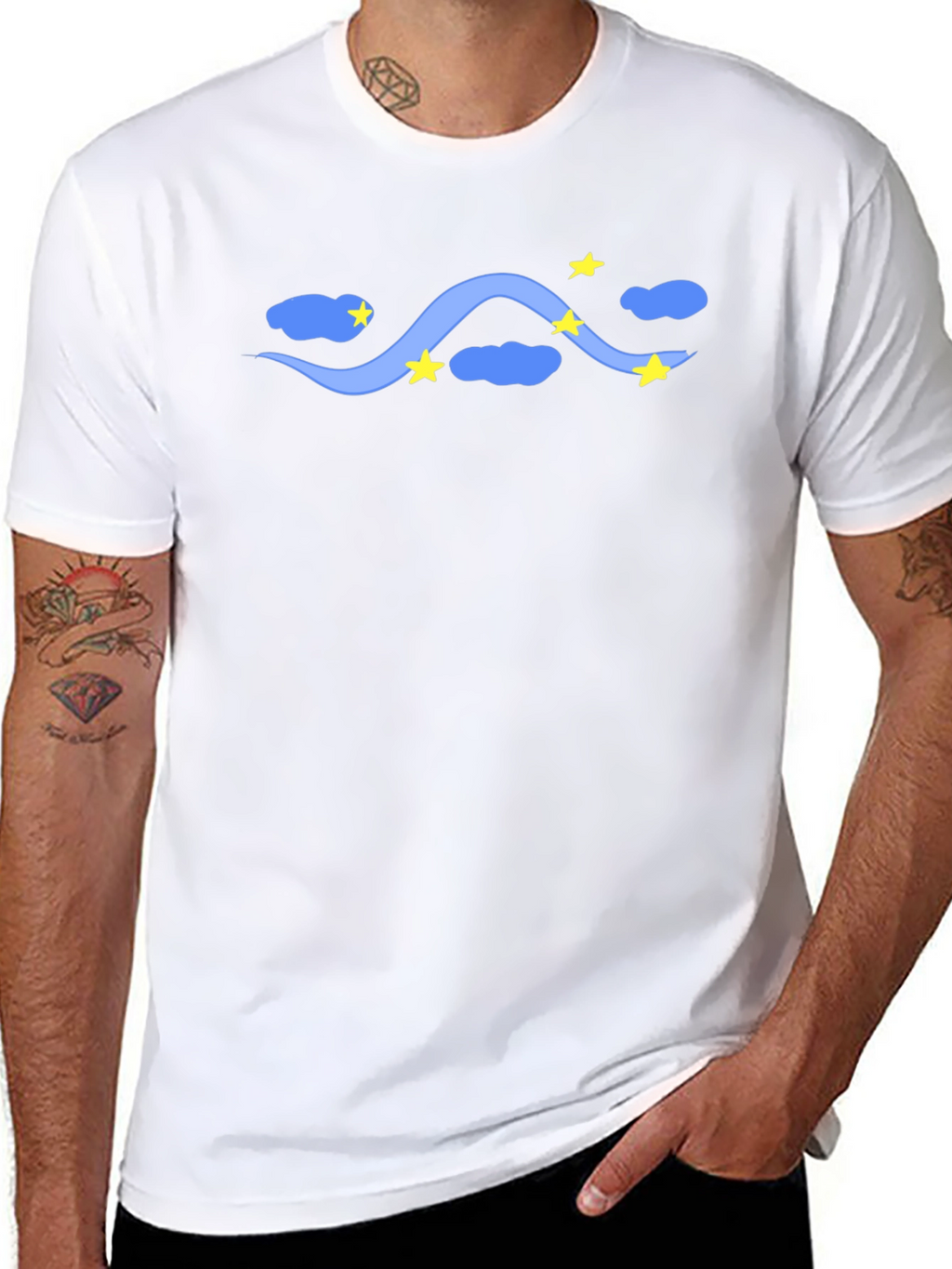 Starry Night Tee - Black Cotton T-Shirt Celestial Design