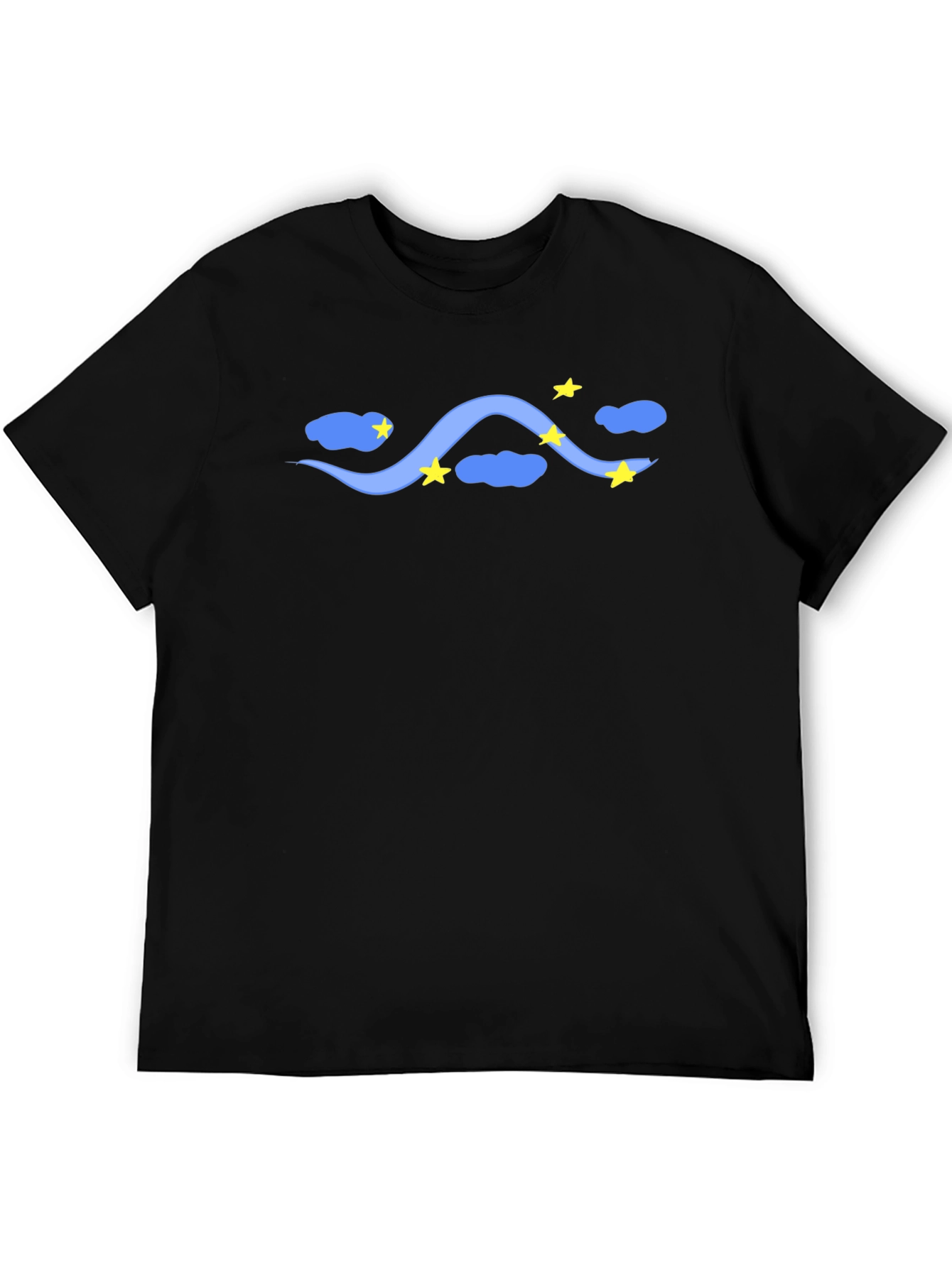 Starry Night Tee - Black Cotton T-Shirt Celestial Design
