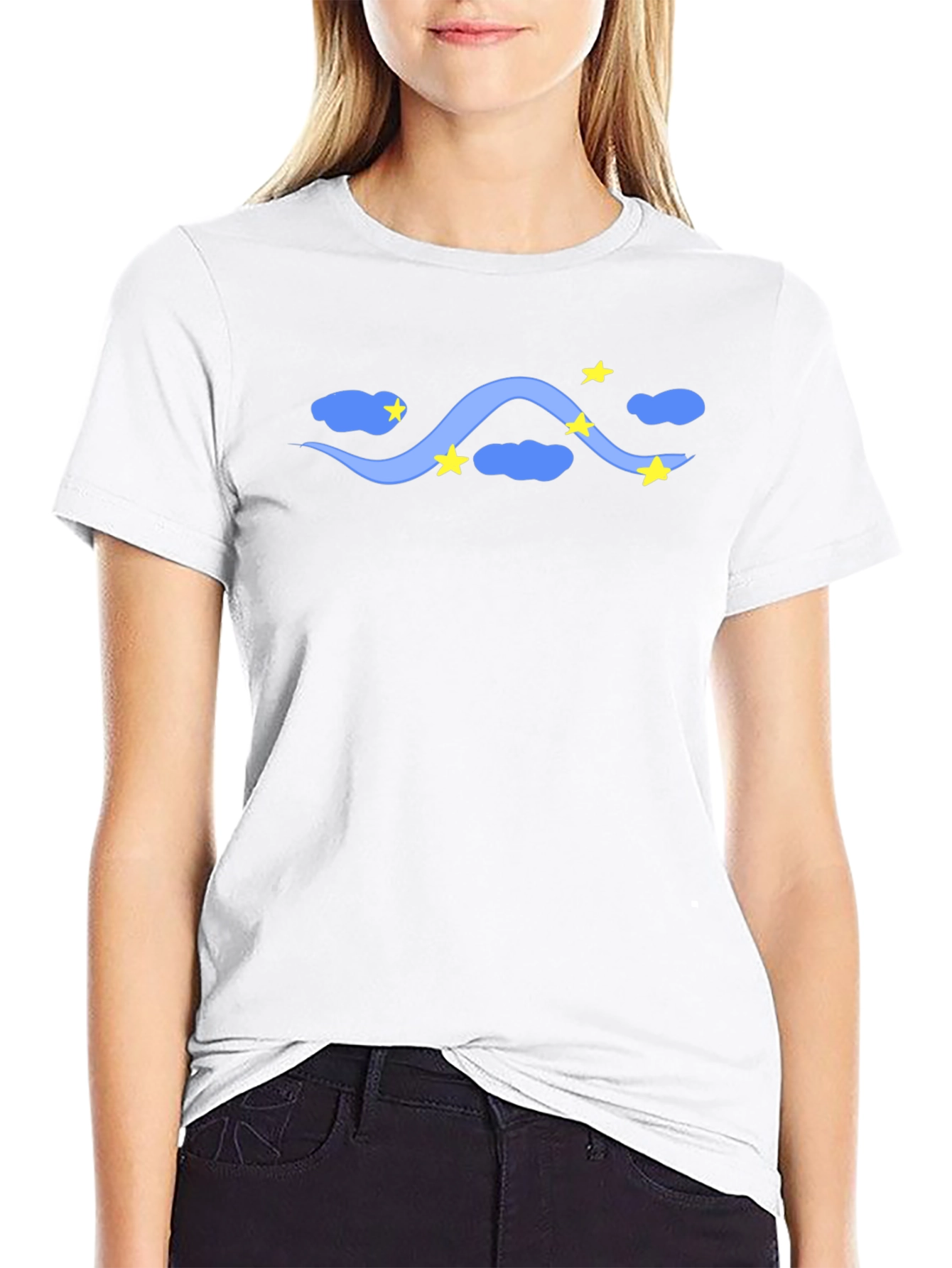Starry Night Tee - Black Cotton T-Shirt Celestial Design