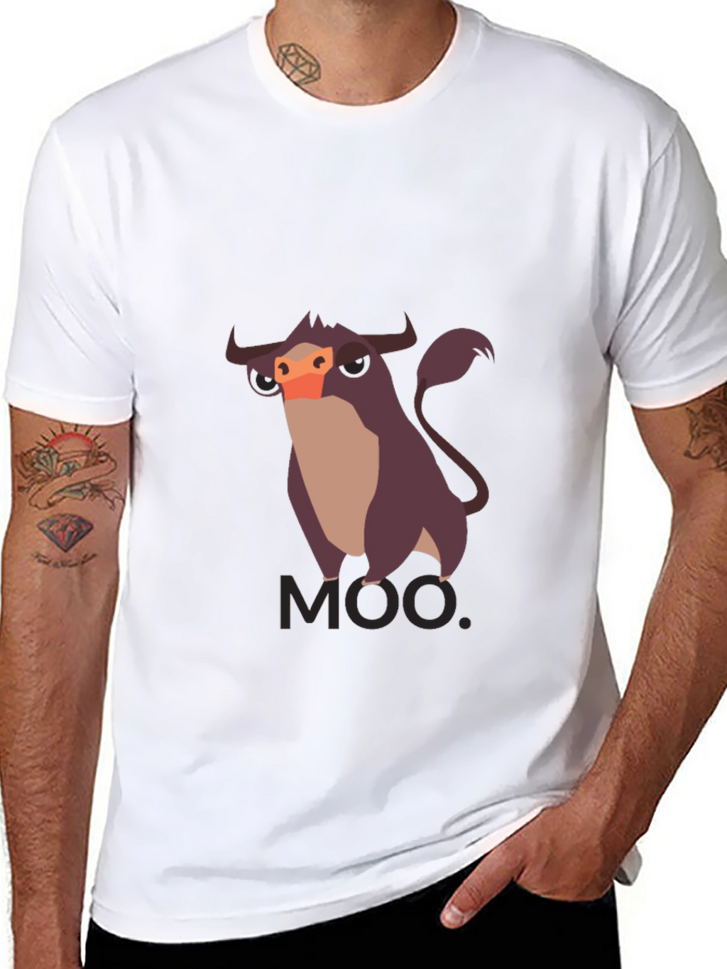 Moo Cow Graphic Tee - Black Cotton T-Shirt