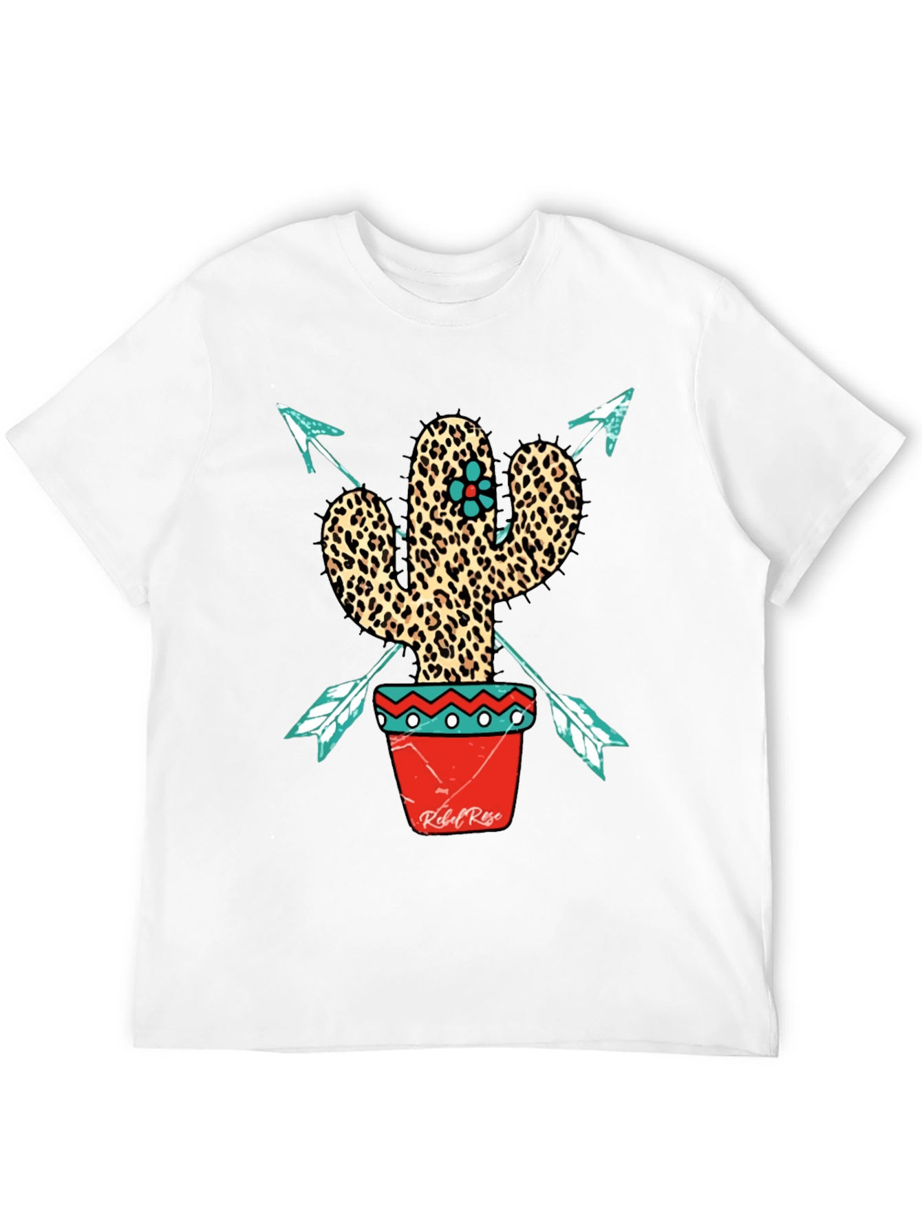 Leopard Print Cactus Graphic Tee - Western Style