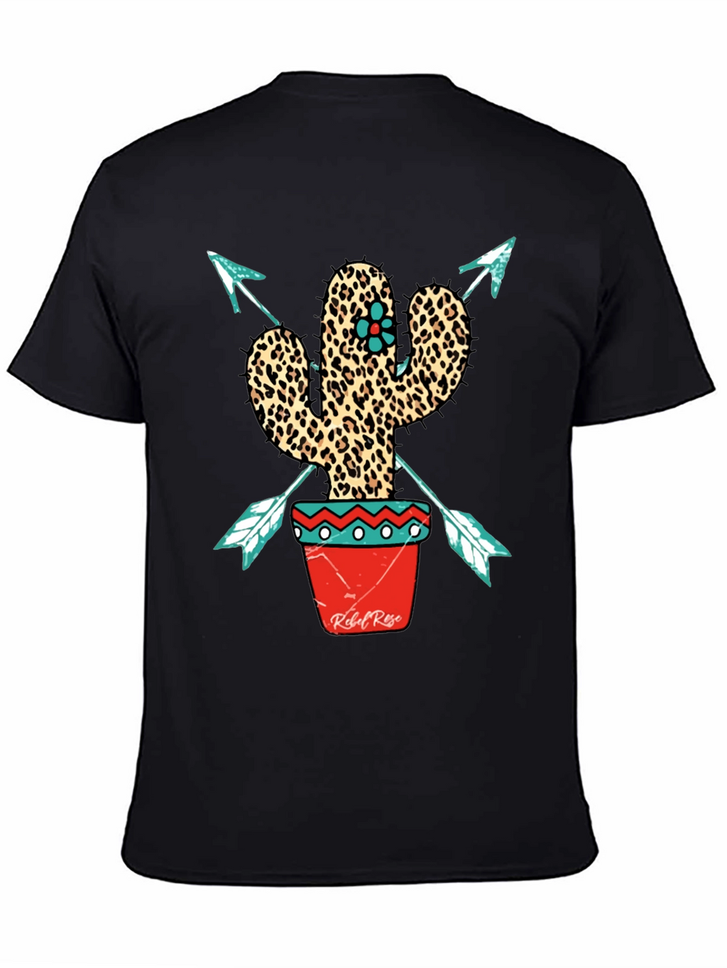 Leopard Print Cactus Graphic Tee - Western Style
