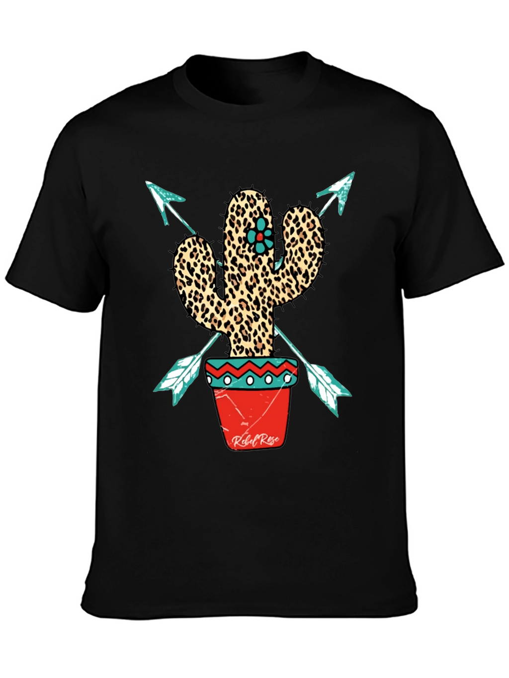 Leopard Print Cactus Graphic Tee - Western Style