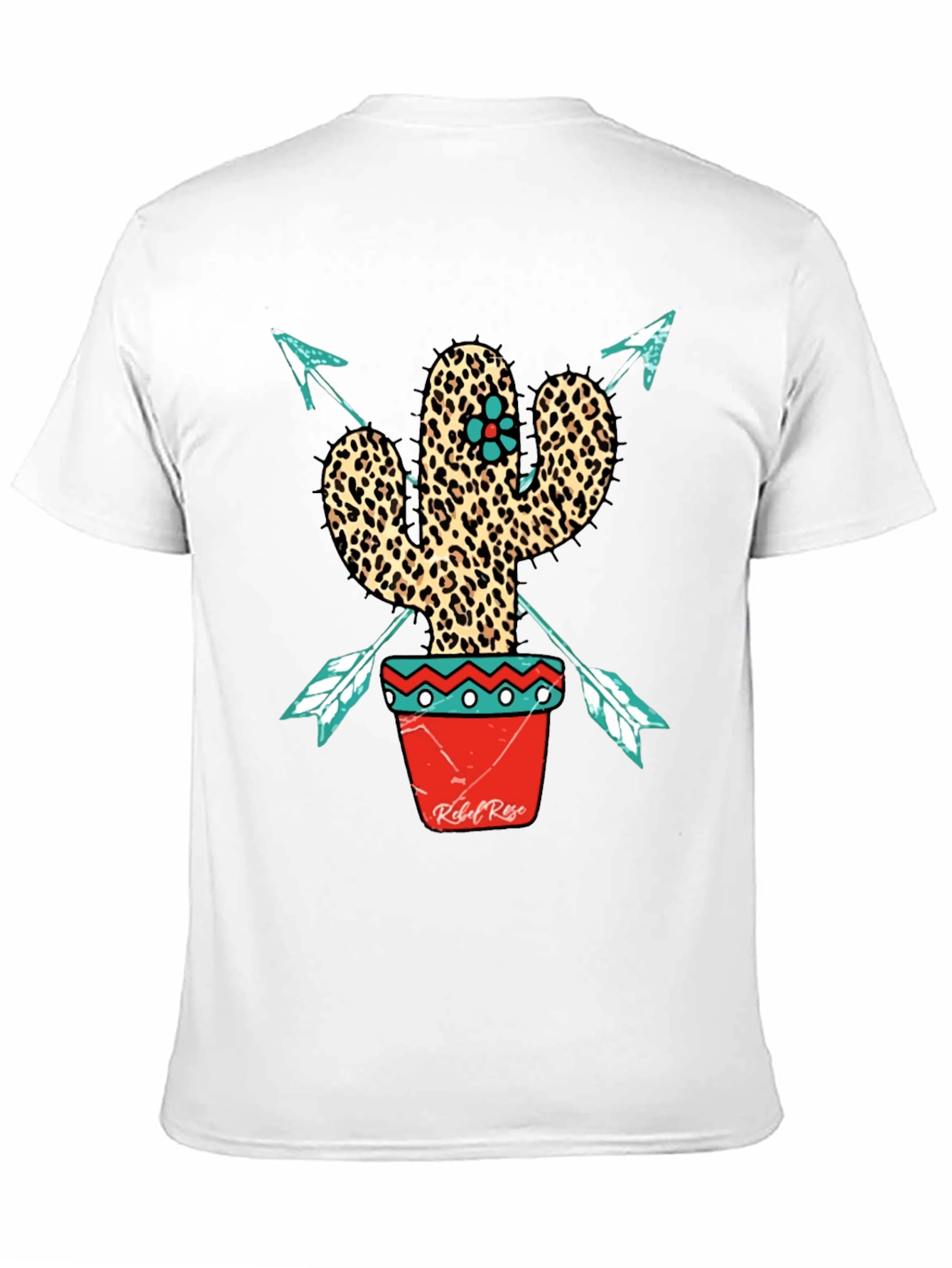 Leopard Print Cactus Graphic Tee - Western Style