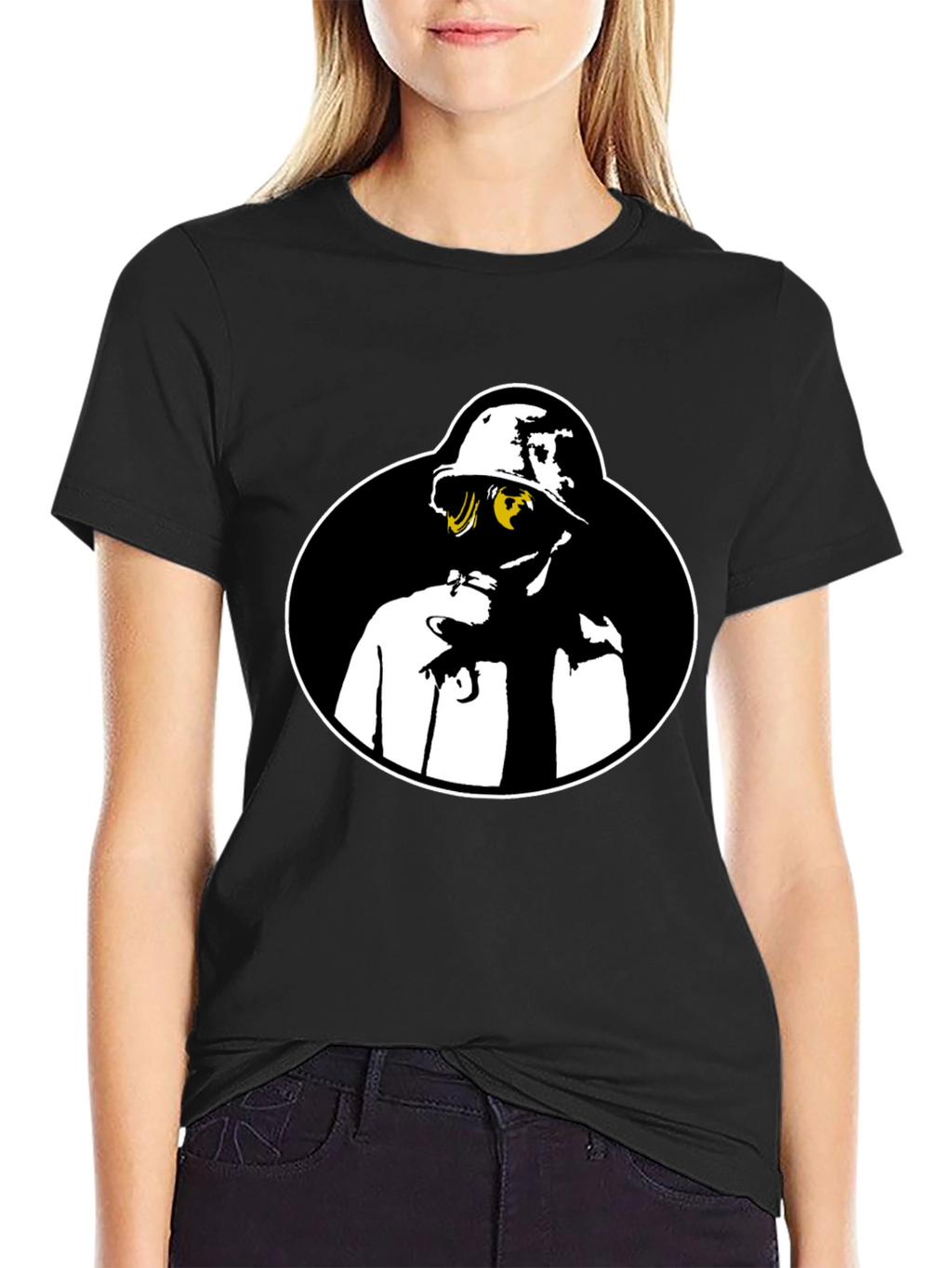 Gas Mask Graphic Tee - Black Crew Neck Shirt
