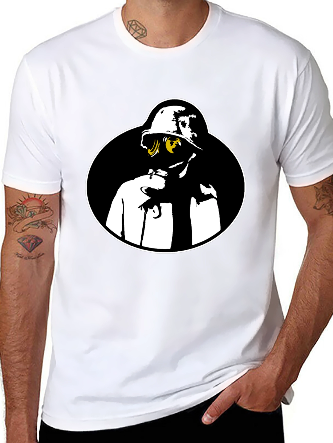 Gas Mask Graphic Tee - Black Crew Neck Shirt