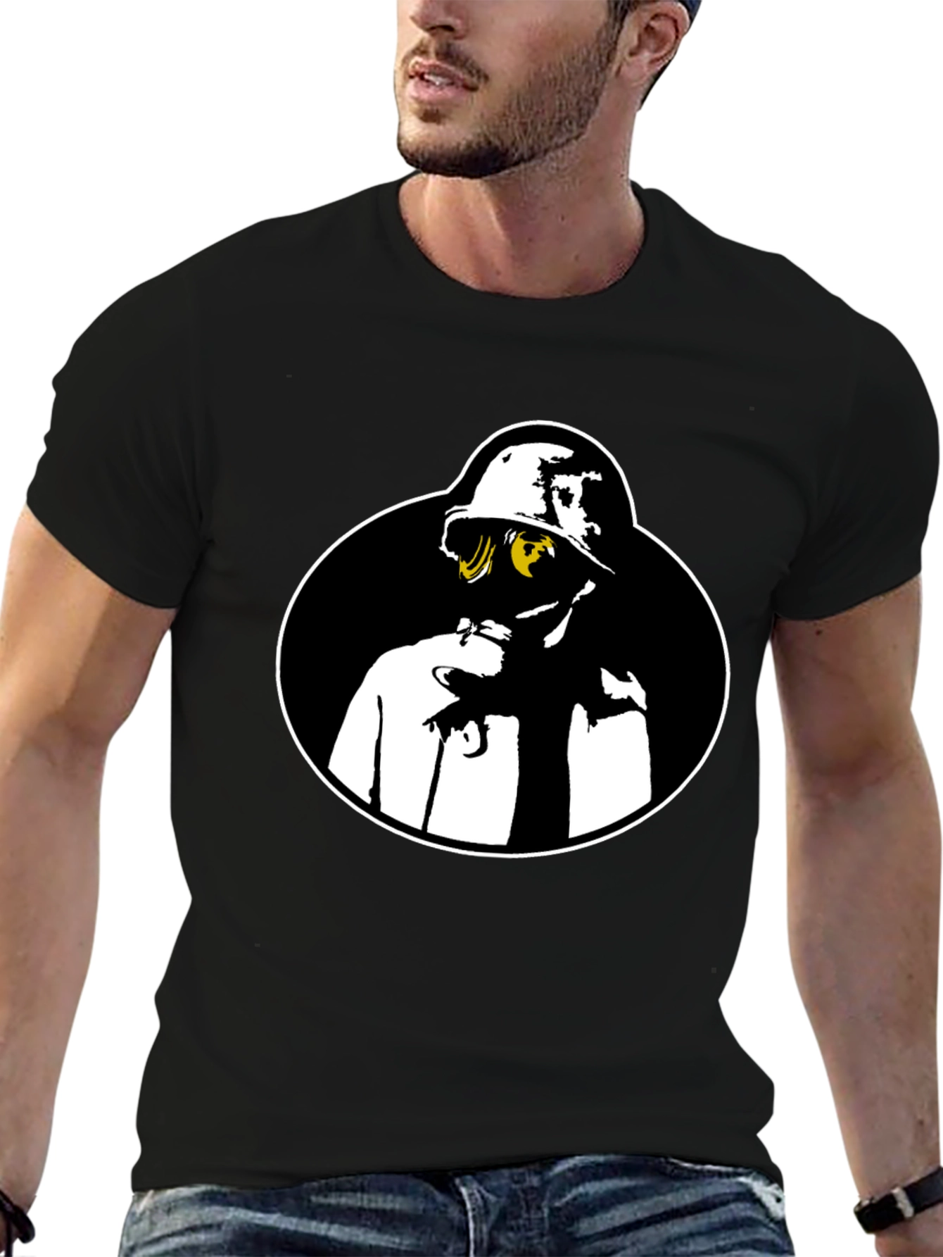 Gas Mask Graphic Tee - Black Crew Neck Shirt