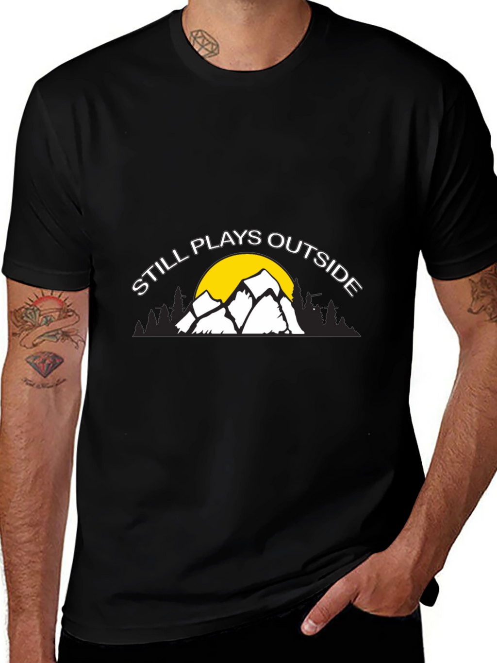 Still Plays Outside Graphic Tee - Black