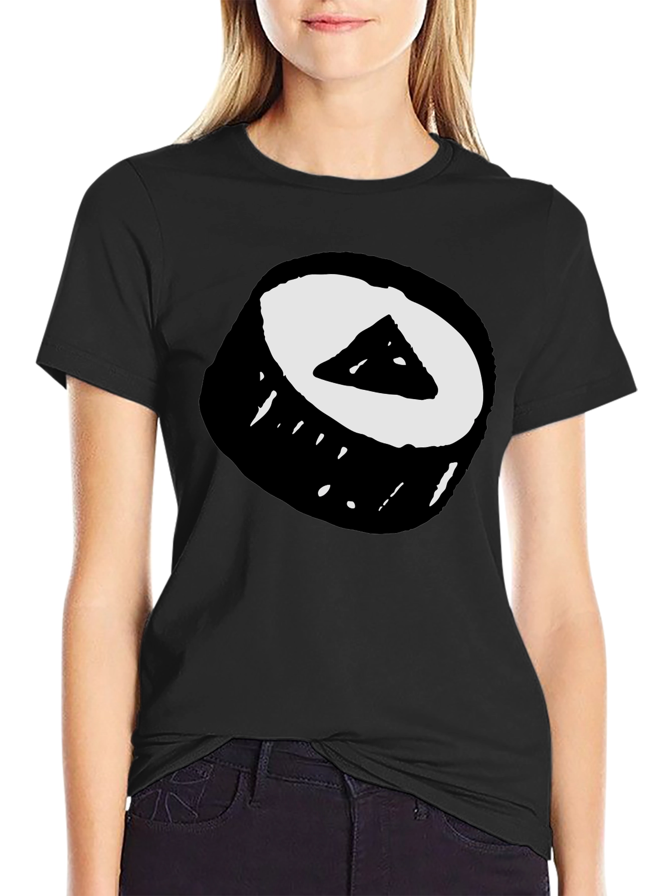 Sushi Roll Graphic Tee - Black Cotton T-Shirt