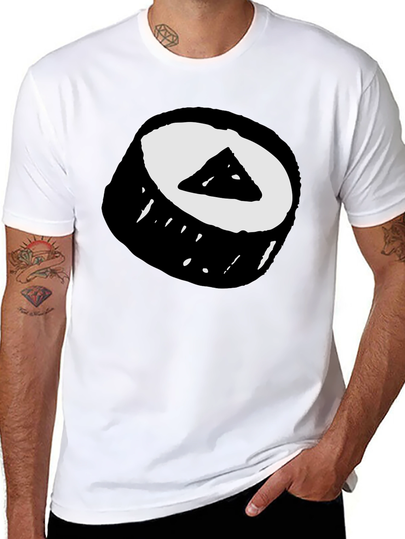 Sushi Roll Graphic Tee - Black Cotton T-Shirt