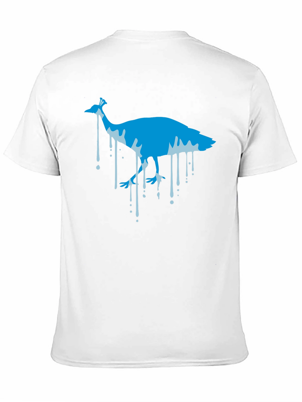 Blue Peacock Graphic Print Black T-Shirt