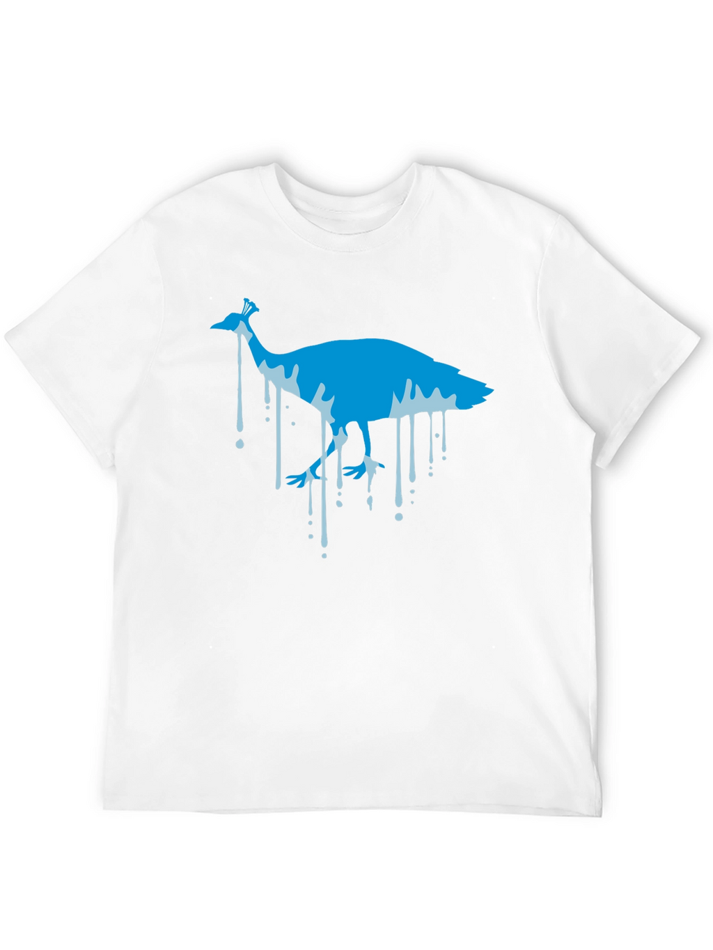 Blue Peacock Graphic Print Black T-Shirt