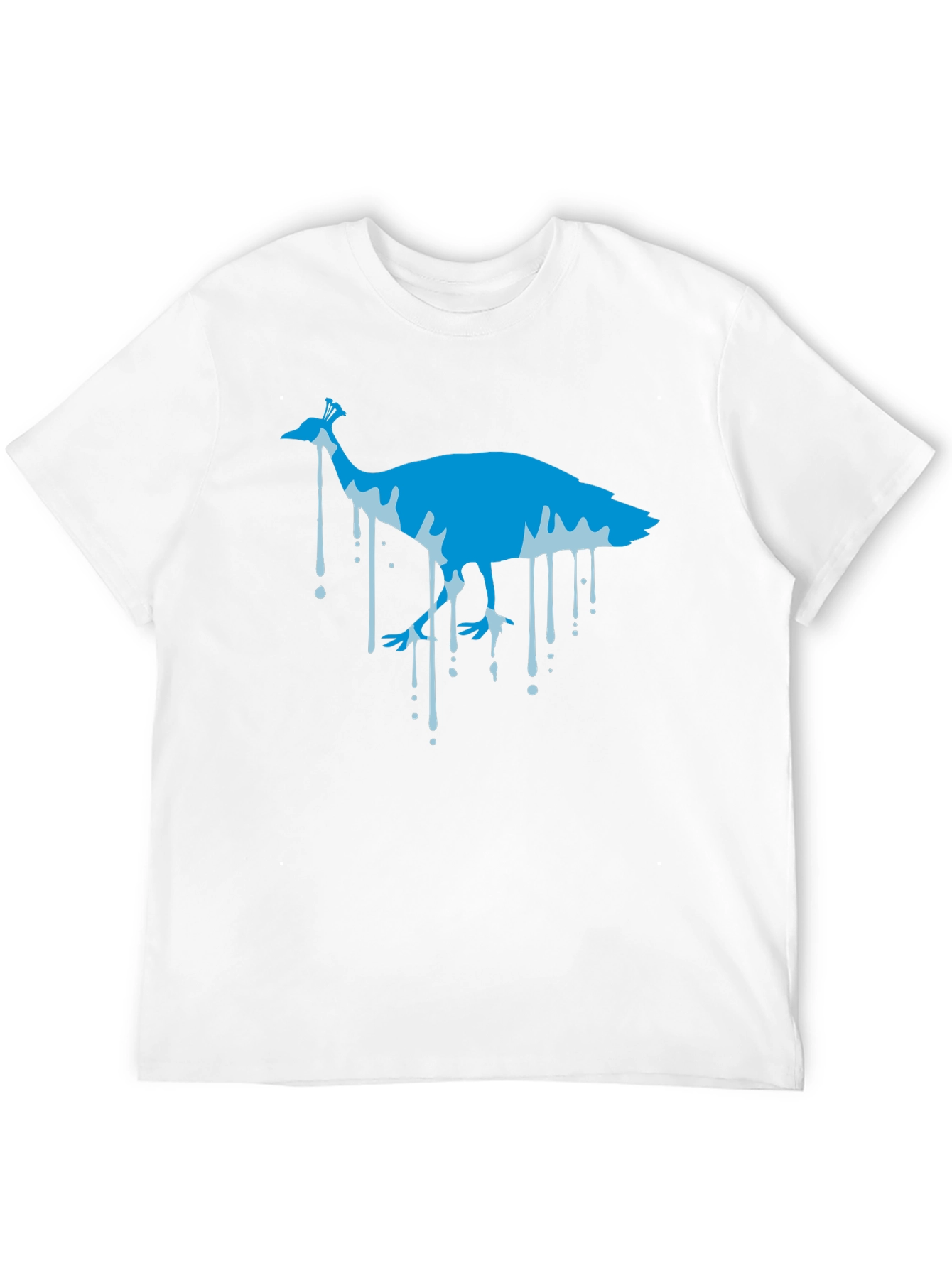 Blue Peacock Graphic Print Black T-Shirt