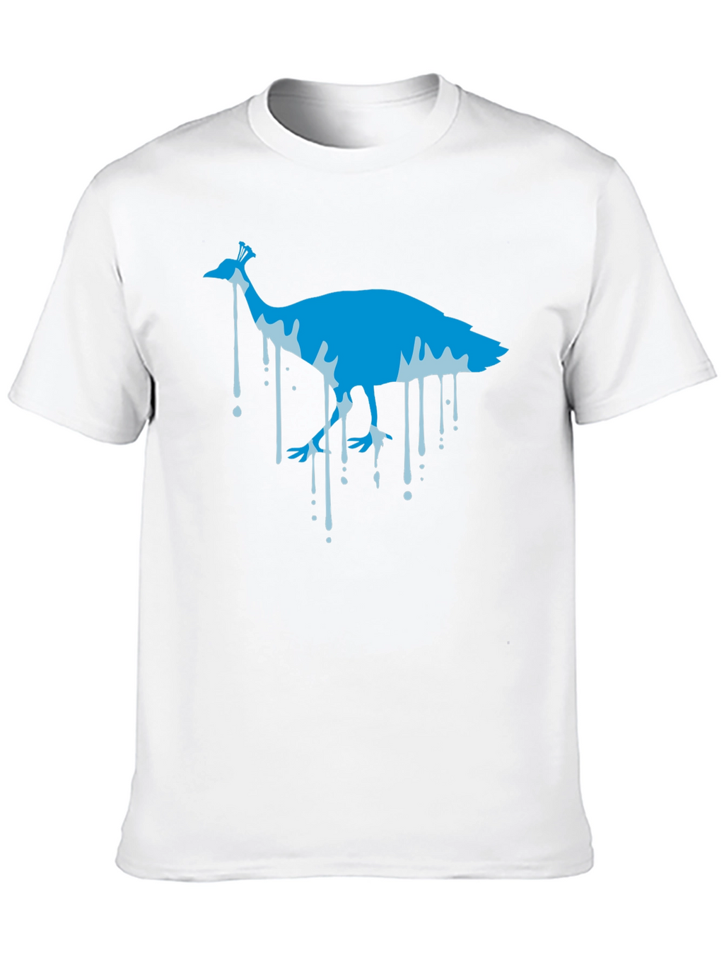 Blue Peacock Graphic Print Black T-Shirt