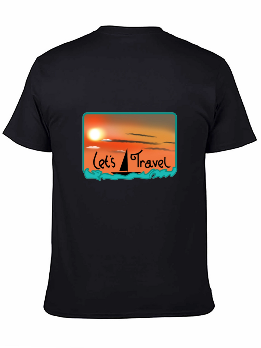 Lets Travel T-Shirt: Sunset Sailboat Design