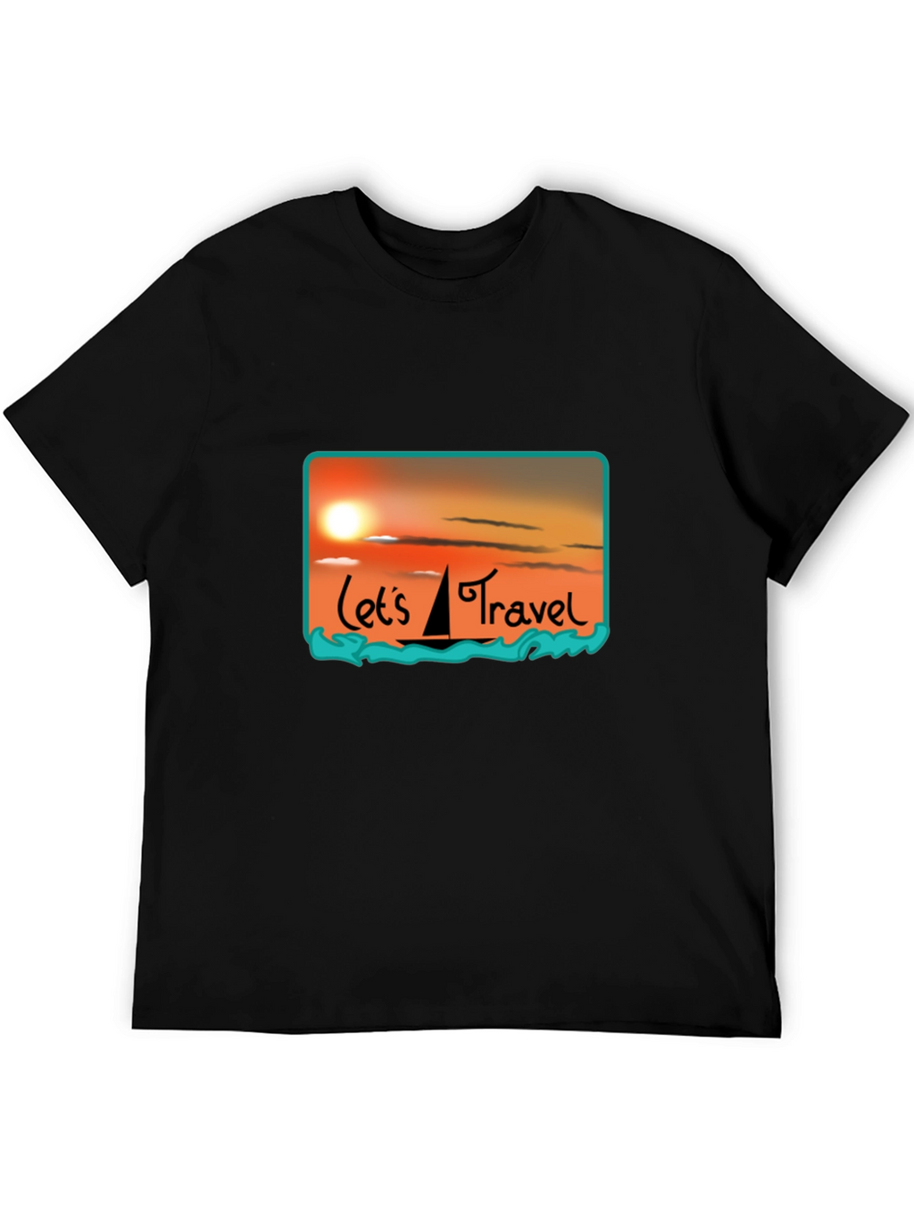 Lets Travel T-Shirt: Sunset Sailboat Design