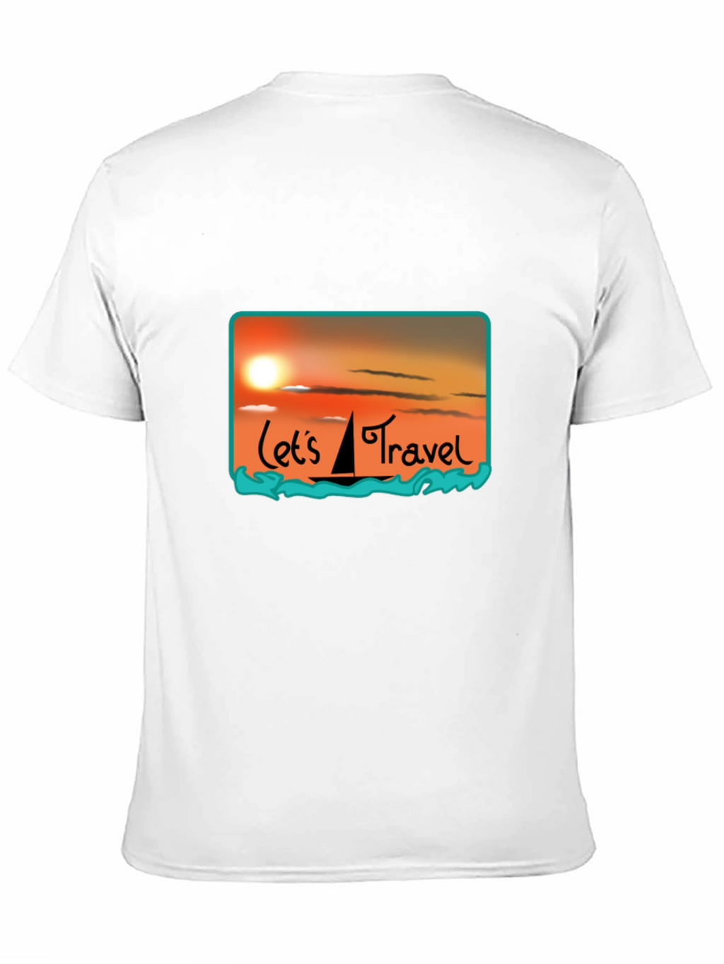 Lets Travel T-Shirt: Sunset Sailboat Design