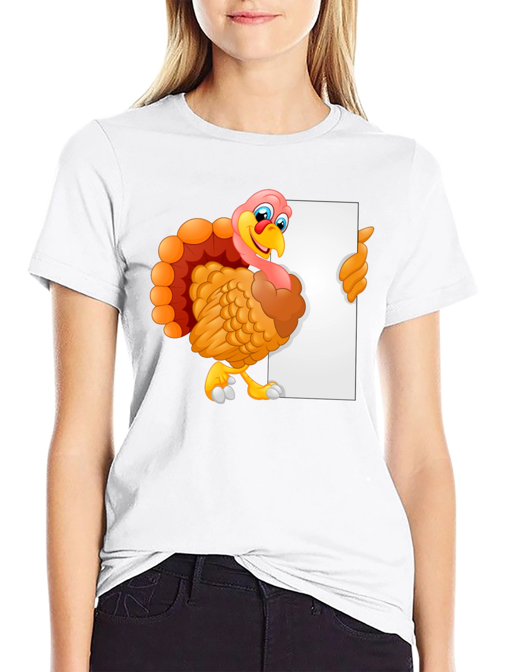 Cartoon Turkey Graphic Tee - Thanksgiving Style