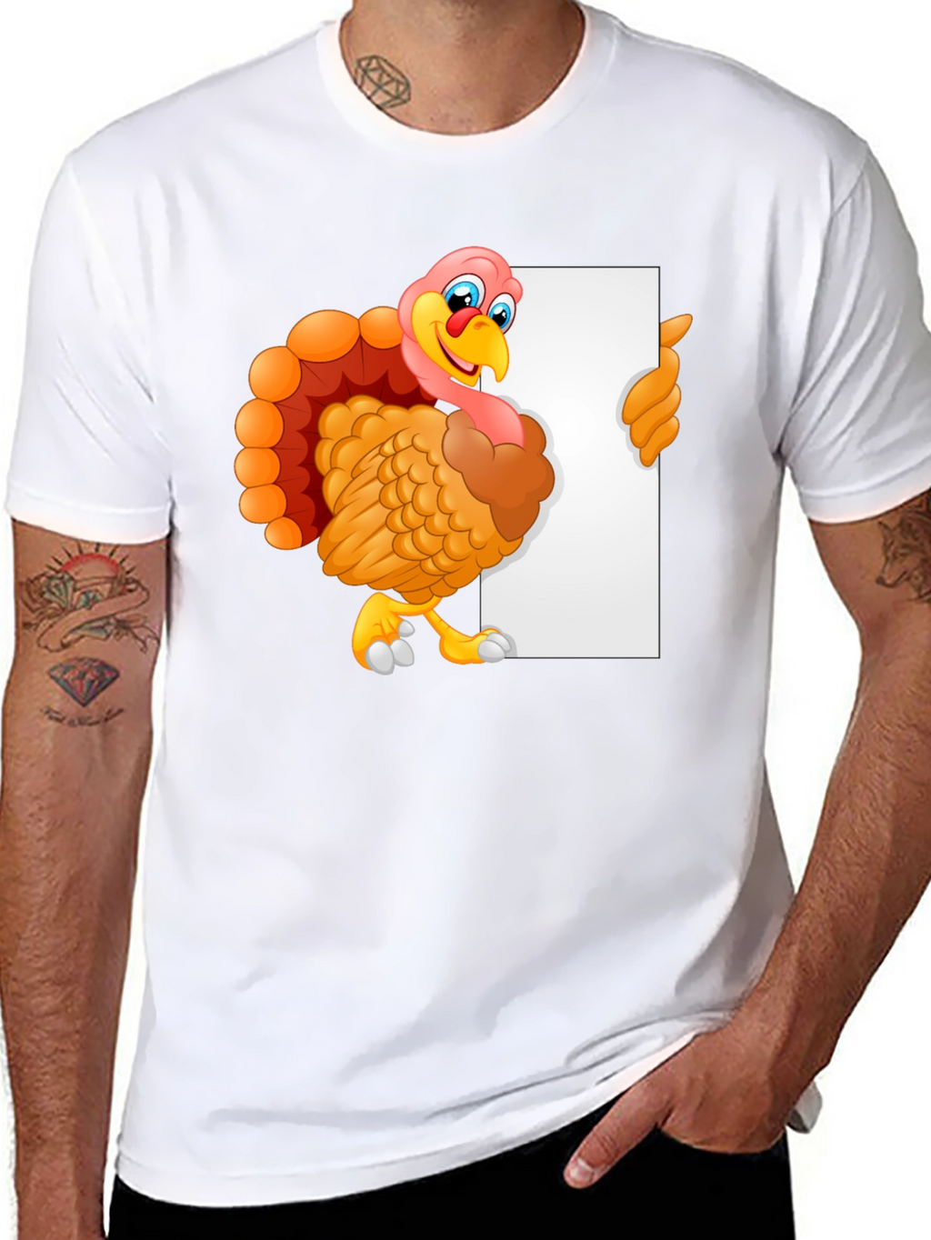 Cartoon Turkey Graphic Tee - Thanksgiving Style