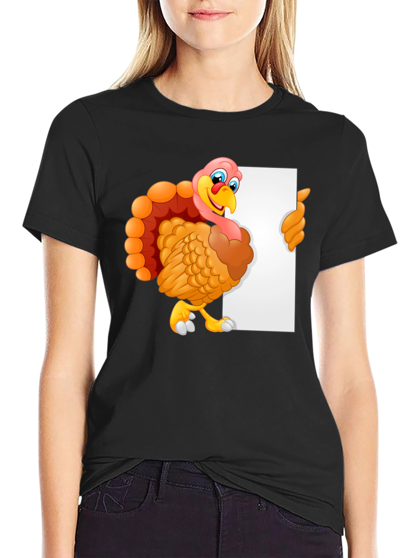 Cartoon Turkey Graphic Tee - Thanksgiving Style