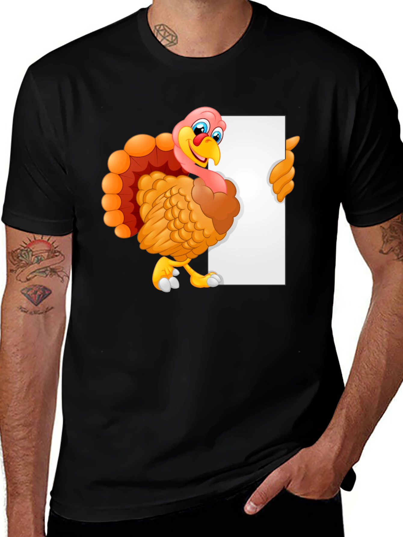 Cartoon Turkey Graphic Tee - Thanksgiving Style