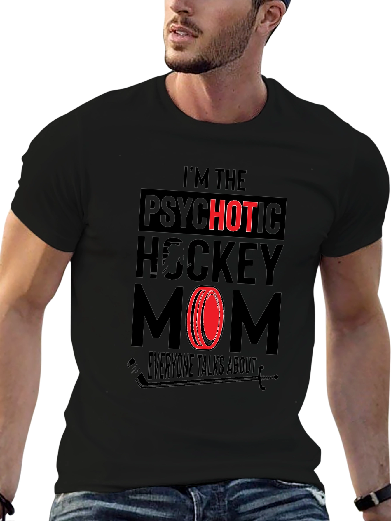 Psychotic Hockey Mom Graphic T-Shirt - Novelty Tee