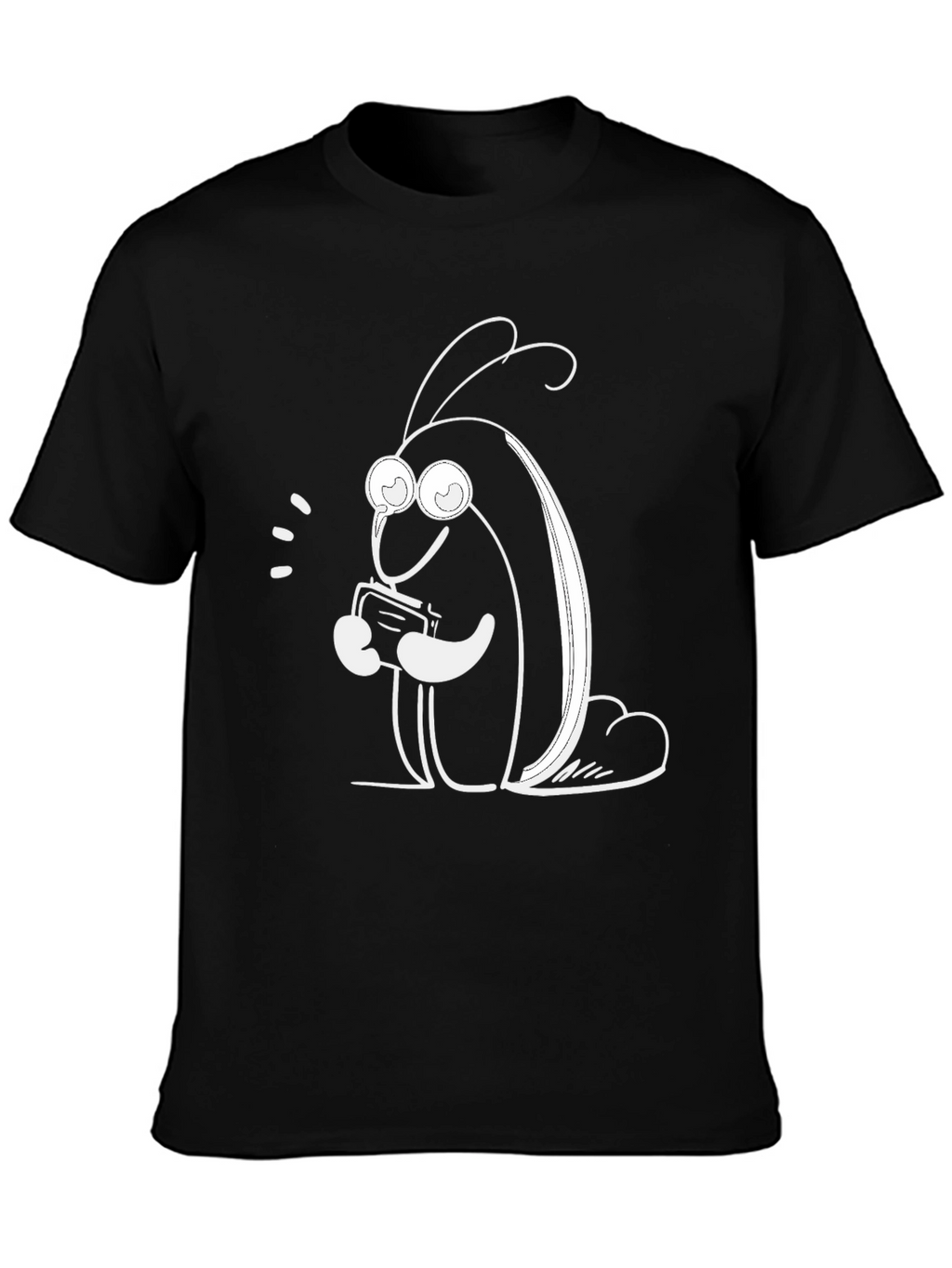 Cute Cartoon Bug on Black T-Shirt