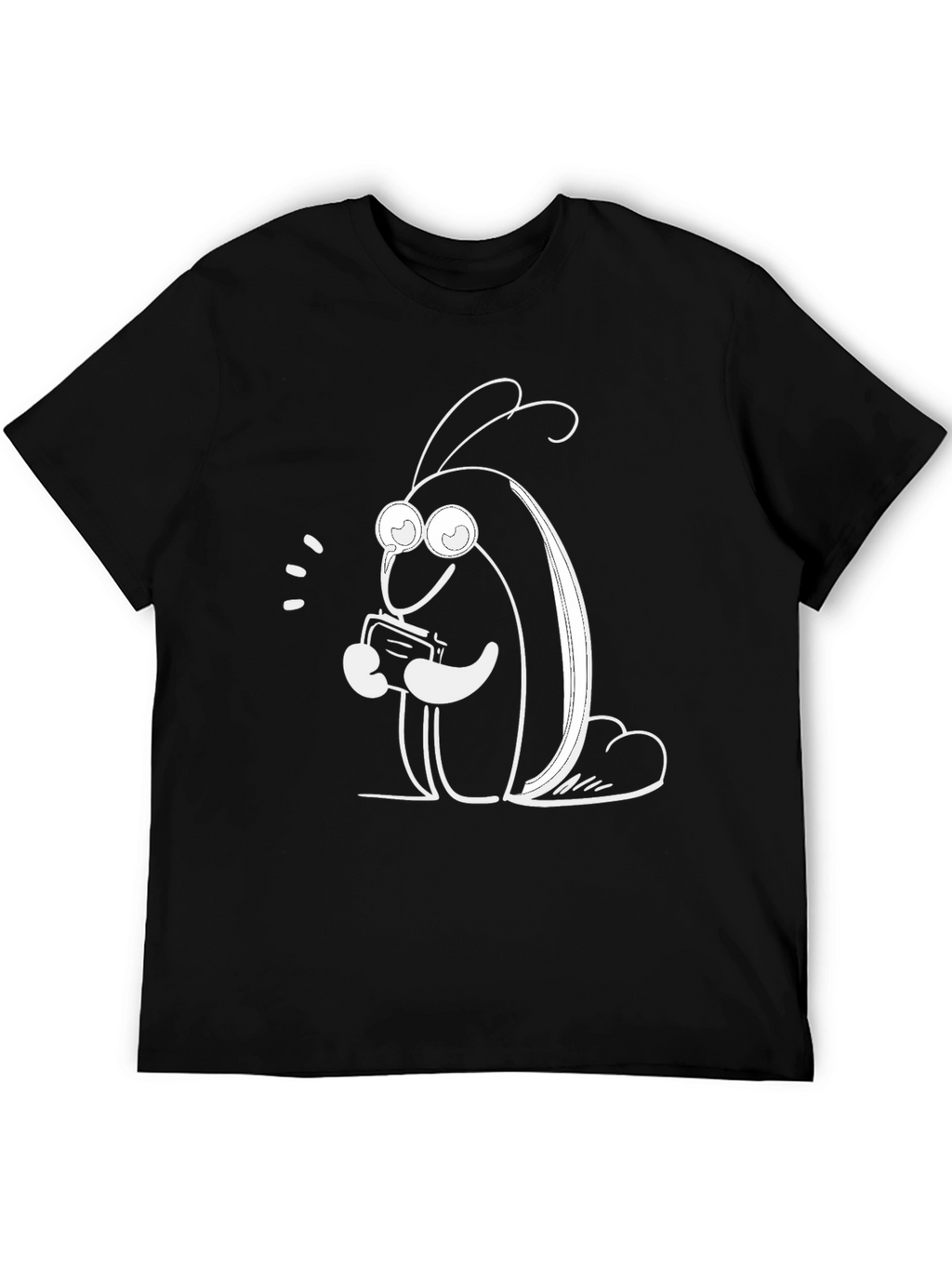 Cute Cartoon Bug on Black T-Shirt