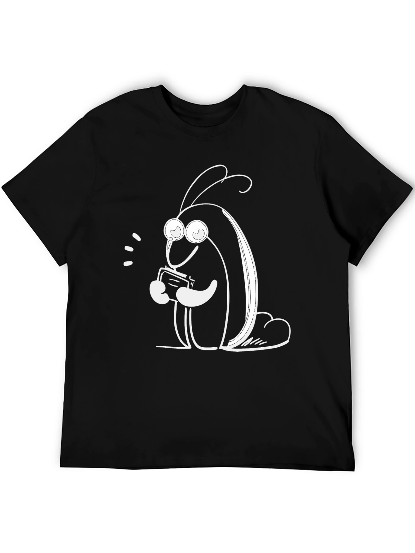 Cute Cartoon Bug on Black T-Shirt