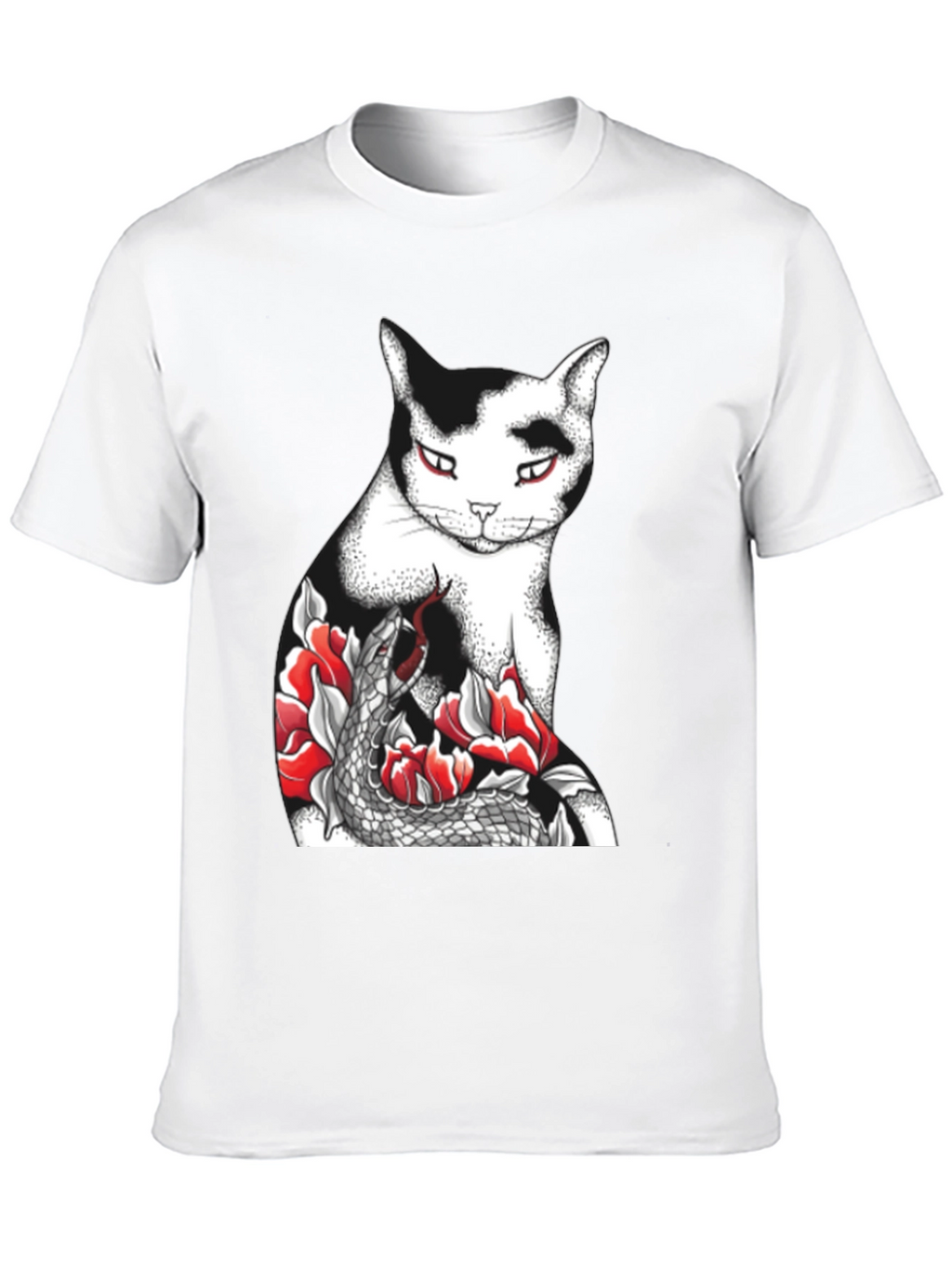 Cat & Snake Graphic Tee - Unique Design