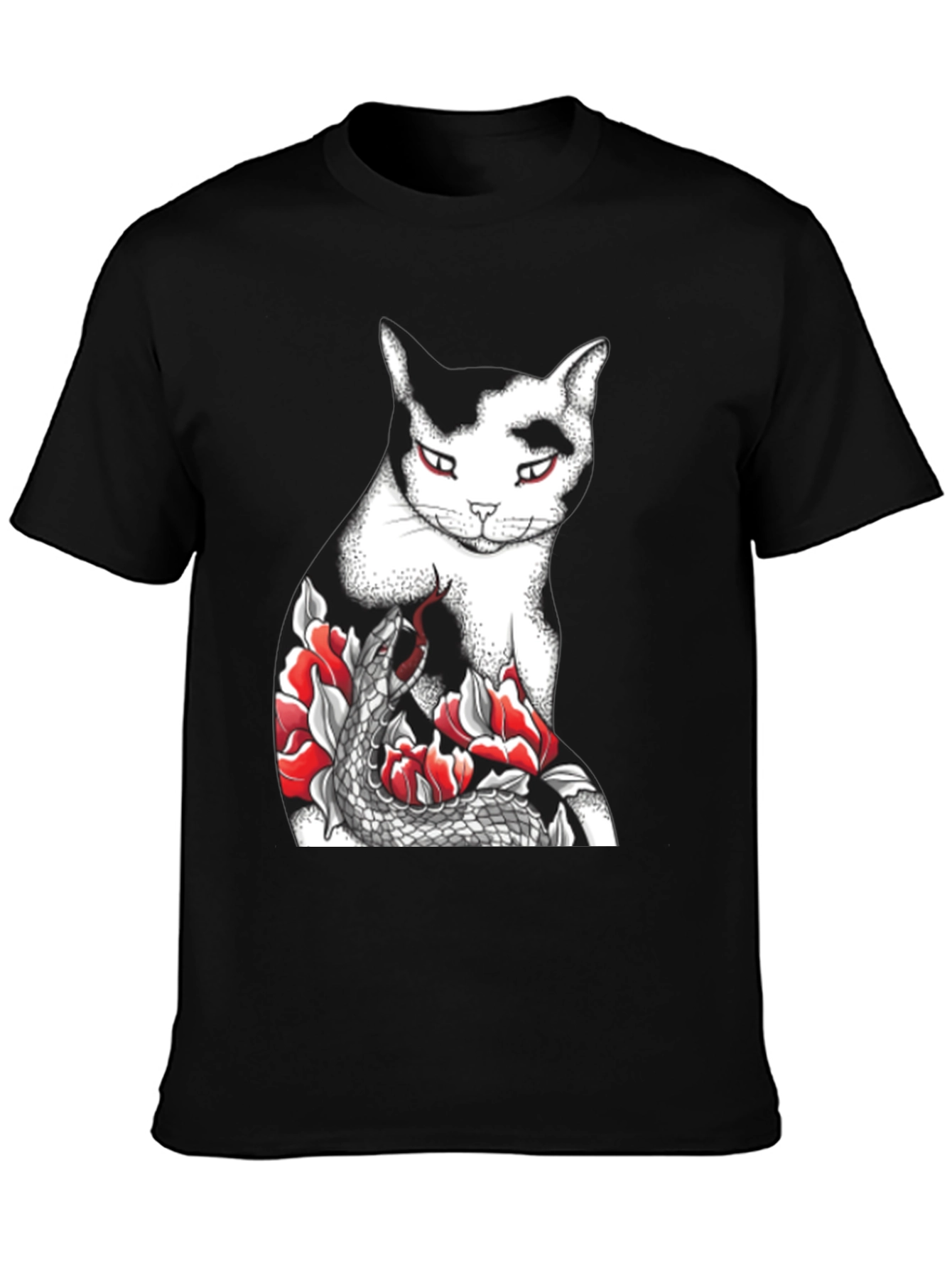 Cat & Snake Graphic Tee - Unique Design