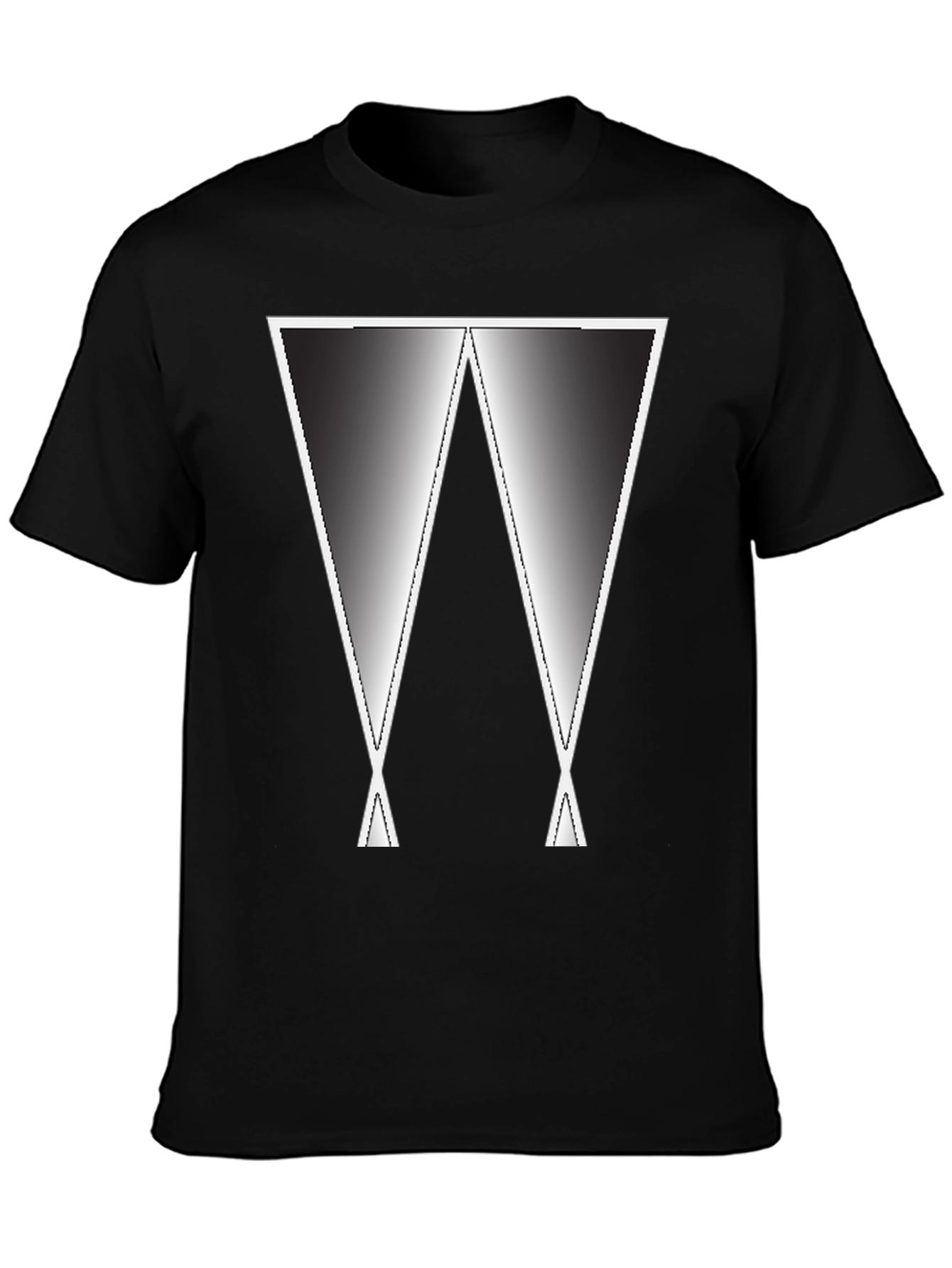 Abstract Gradient W Graphic Tee - Black Casual Shirt