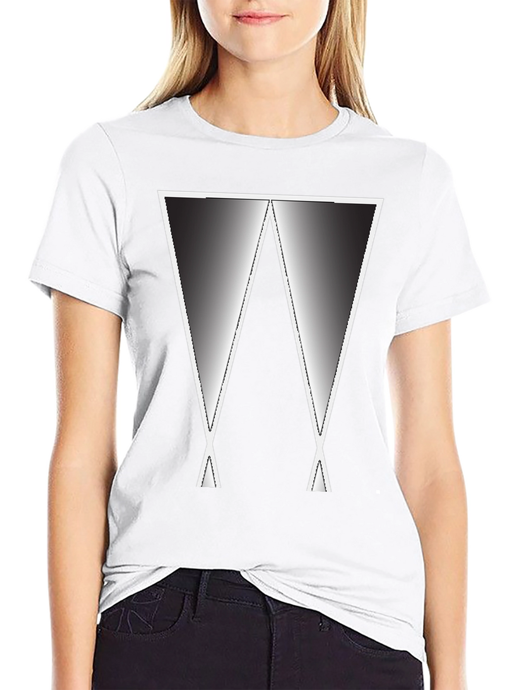 Abstract Gradient W Graphic Tee - Black Casual Shirt