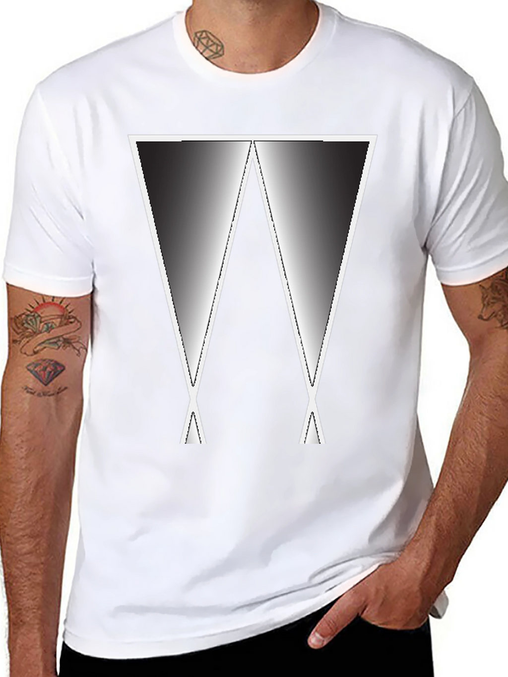 Abstract Gradient W Graphic Tee - Black Casual Shirt