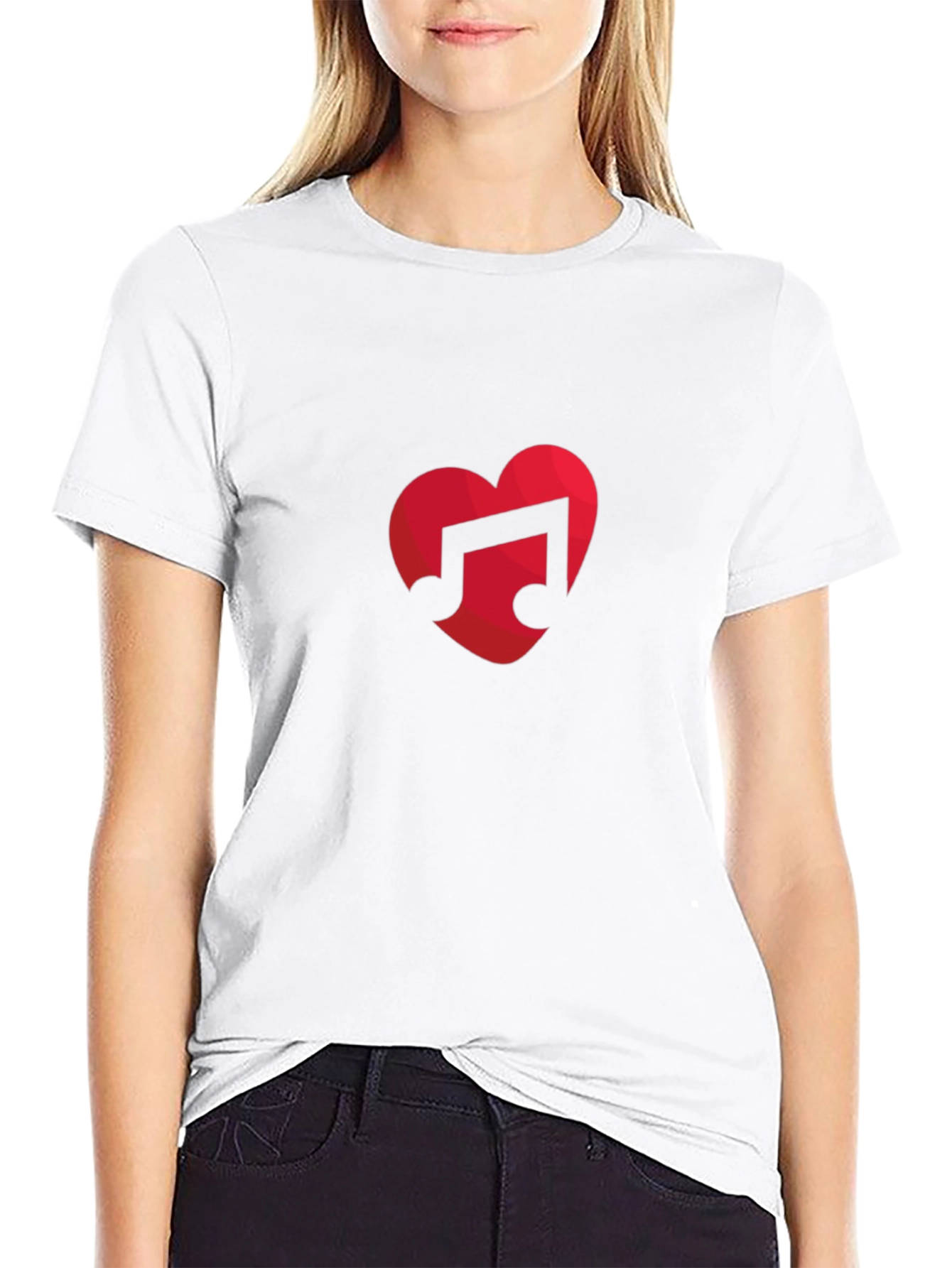 Music Lovers Heart Note Black T-Shirt