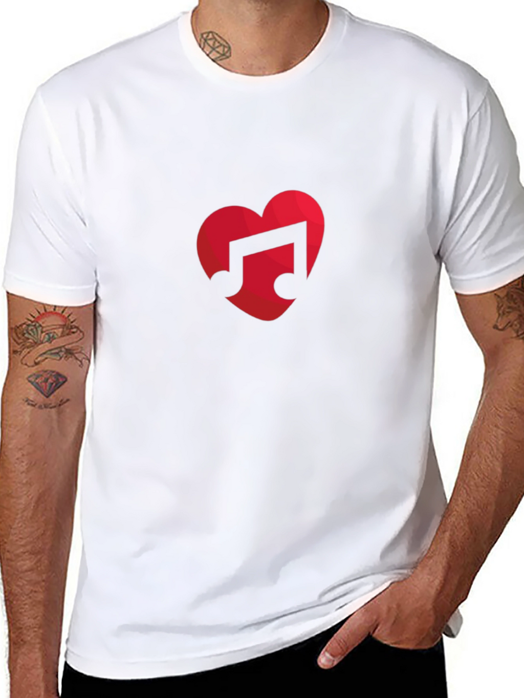 Music Lovers Heart Note Black T-Shirt