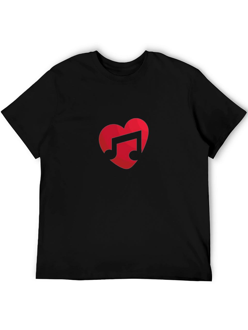 Music Lovers Heart Note Black T-Shirt
