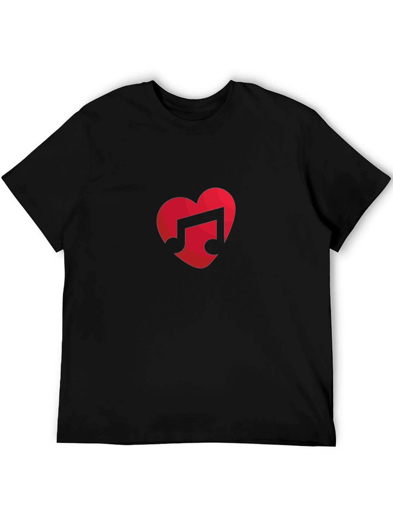 Music Lovers Heart Note Black T-Shirt