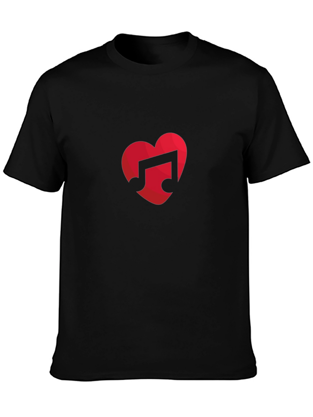 Music Lovers Heart Note Black T-Shirt