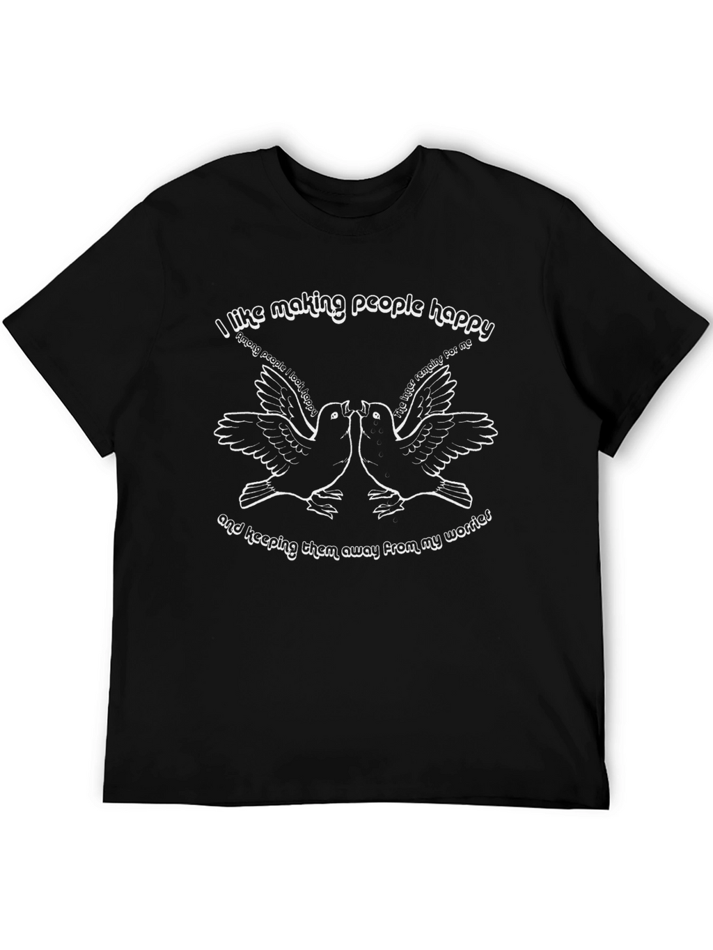 Happy Birds Graphic T-Shirt - Black