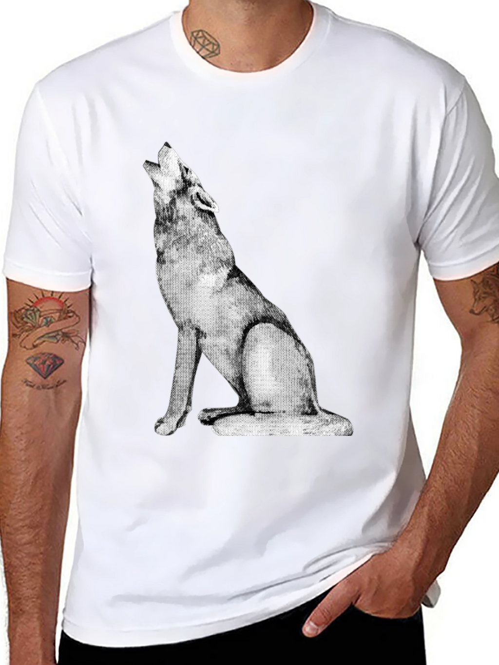 Wolf Howl Graphic Tee - Black Cotton Casual Shirt