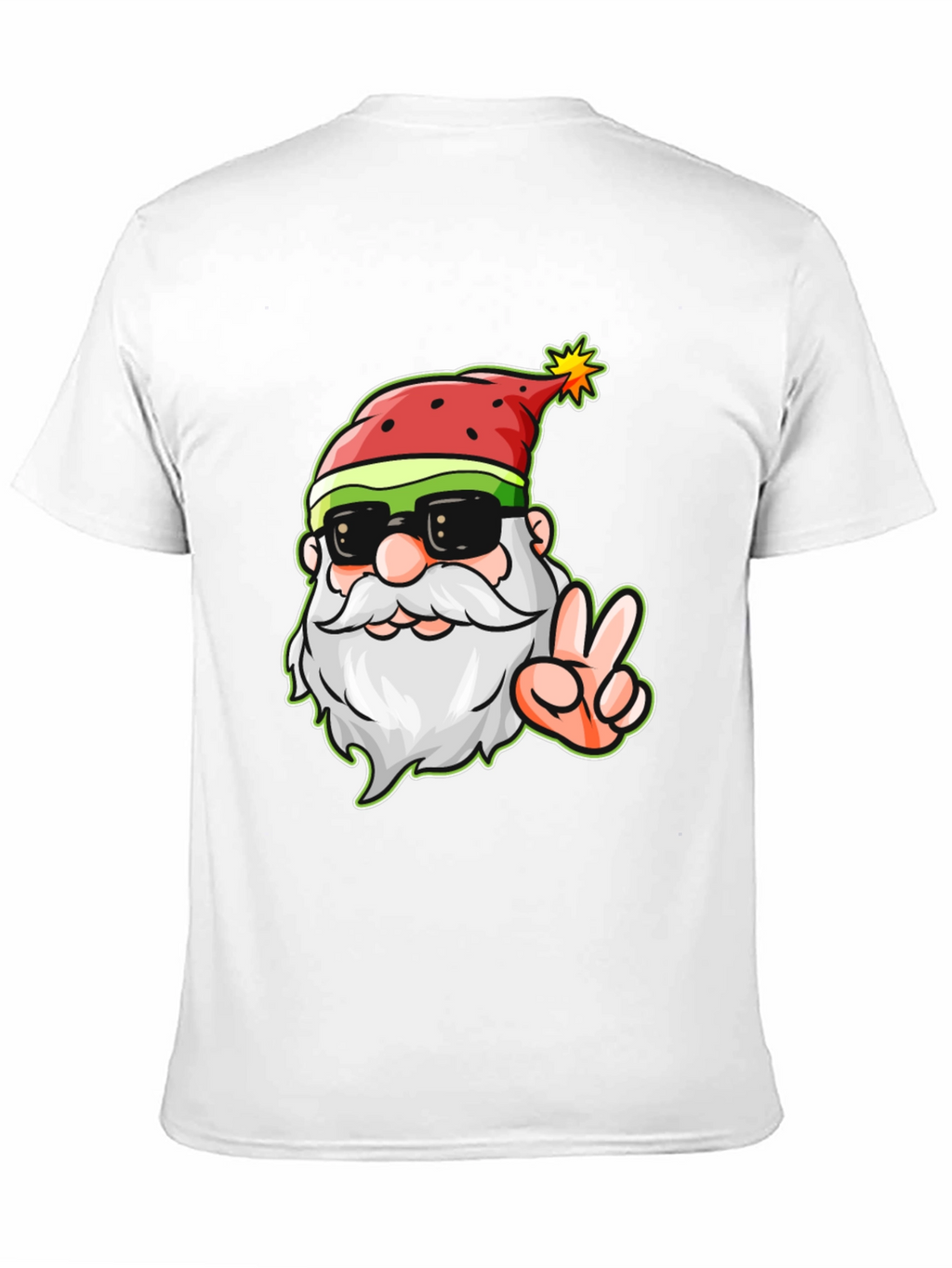 Cool Santa Peace Sign Black T-Shirt