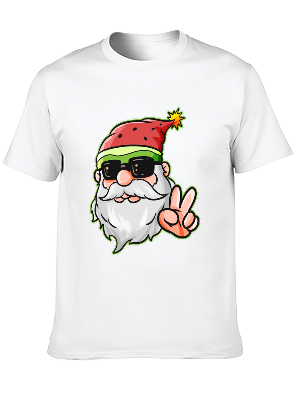 Cool Santa Peace Sign Black T-Shirt