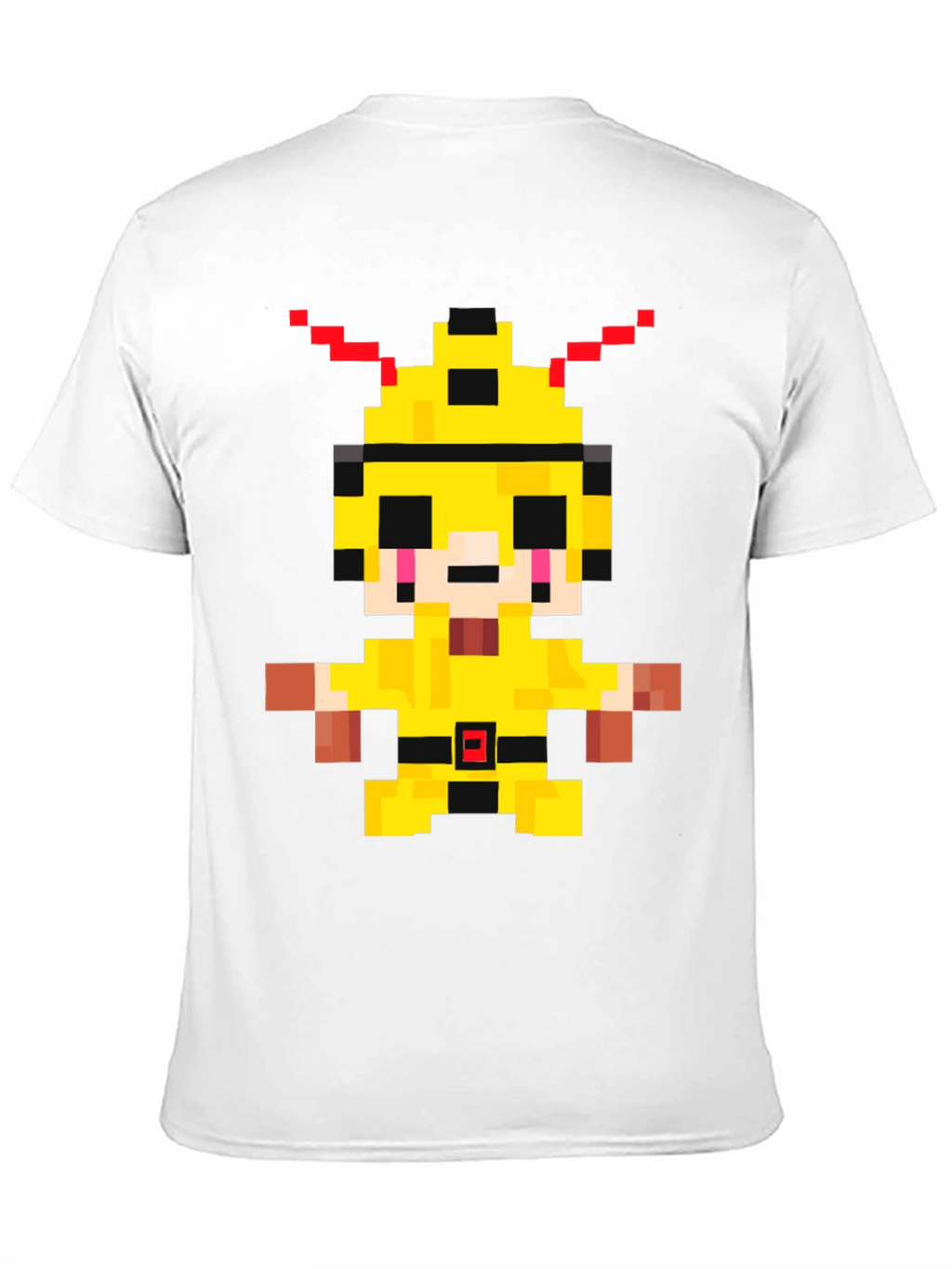 Pixelated Yellow Character Graphic T-Shirt