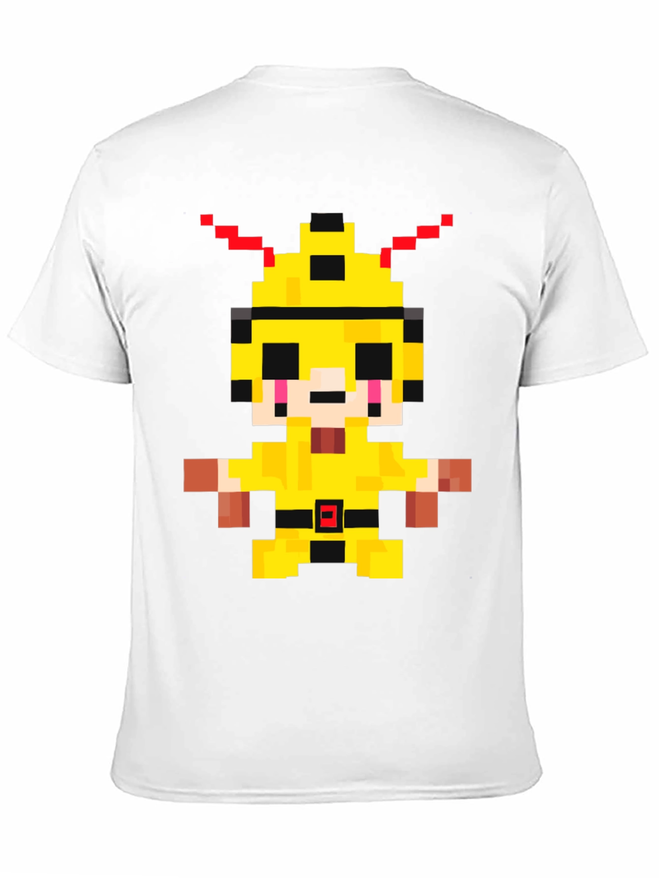 Pixelated Yellow Character Graphic T-Shirt