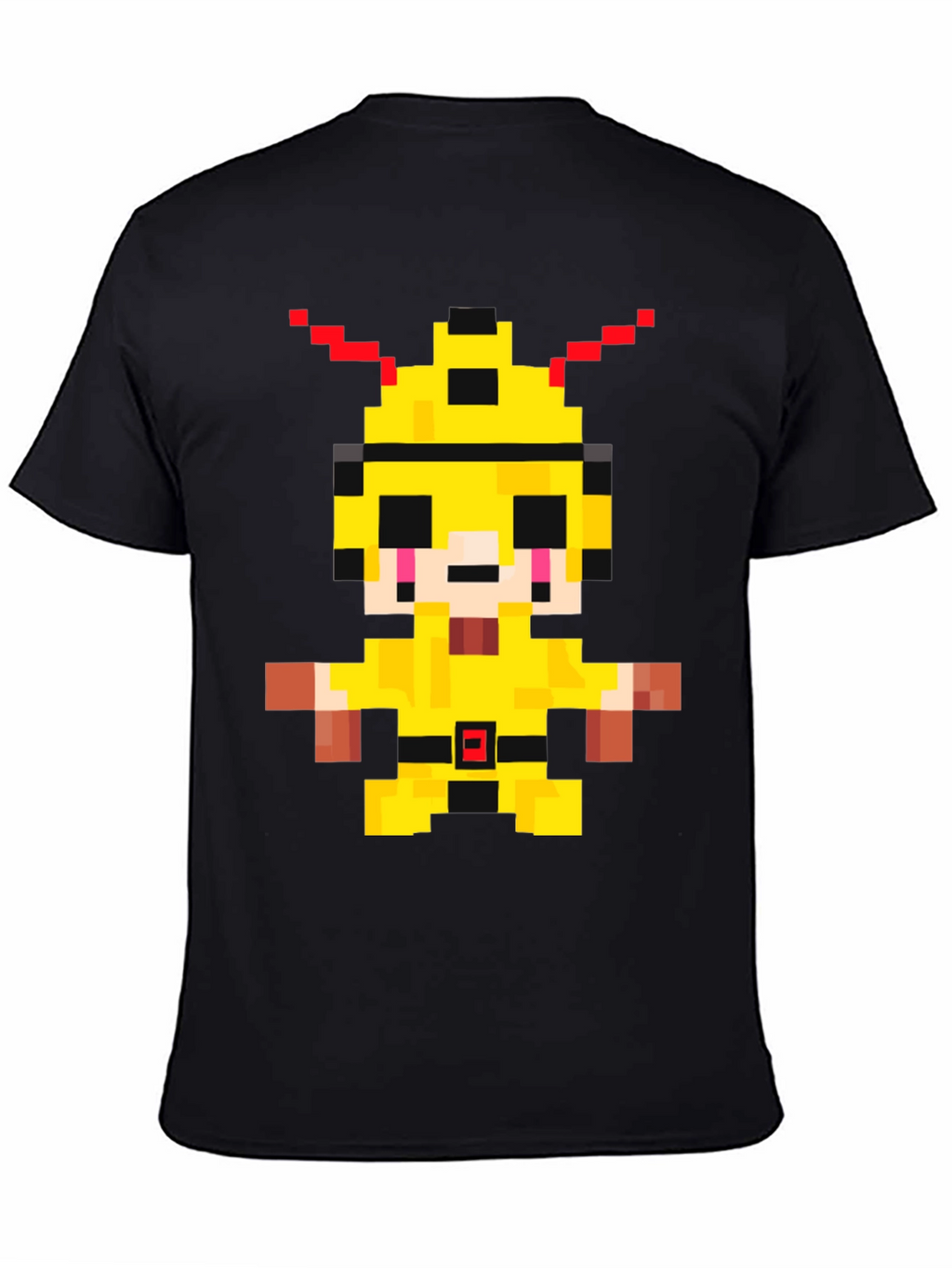 Pixelated Yellow Character Graphic T-Shirt