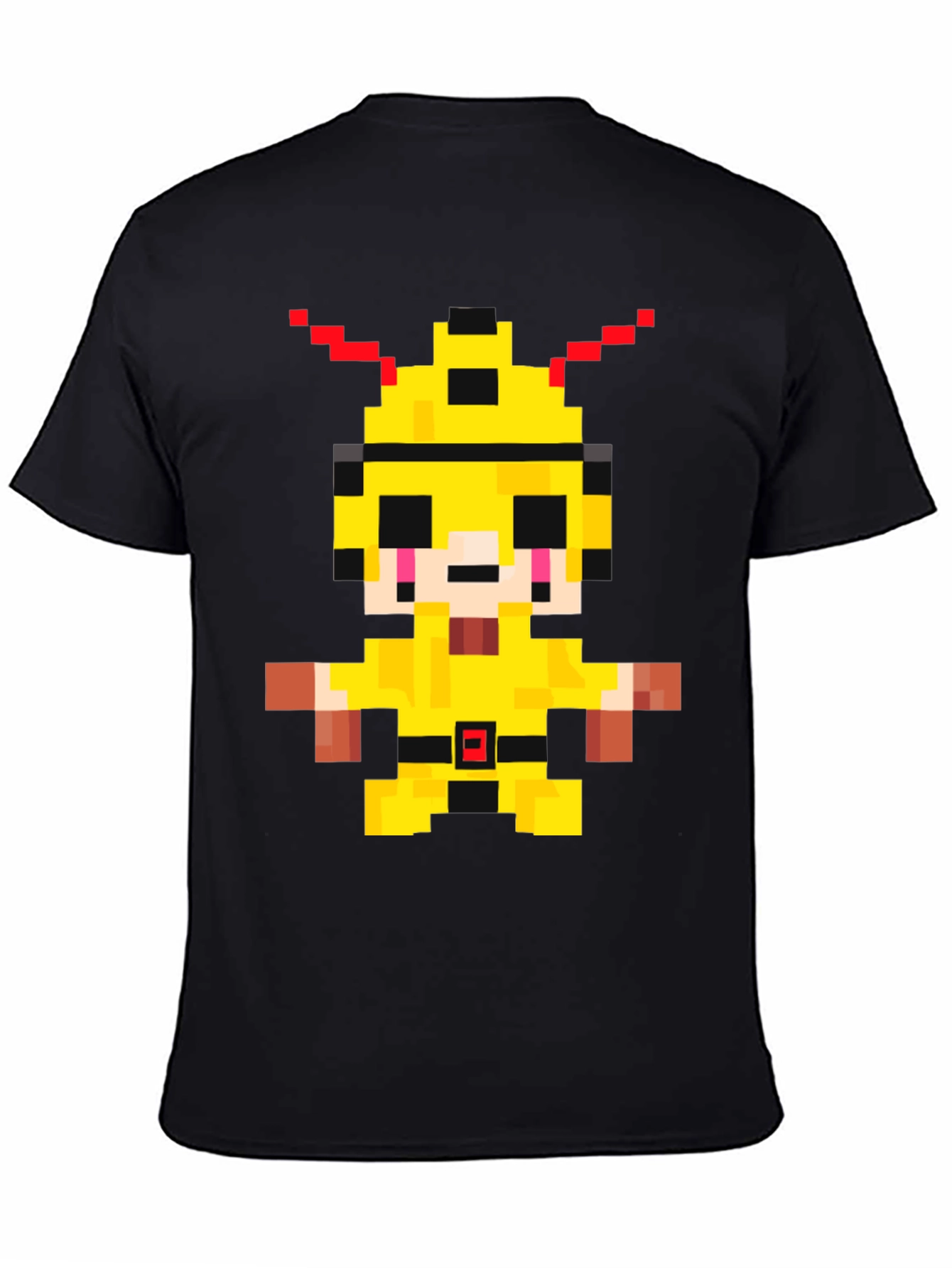 Pixelated Yellow Character Graphic T-Shirt