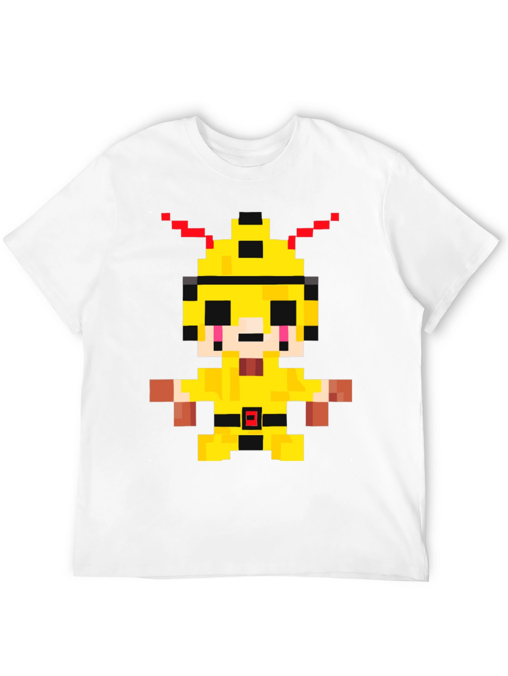 Pixelated Yellow Character Graphic T-Shirt