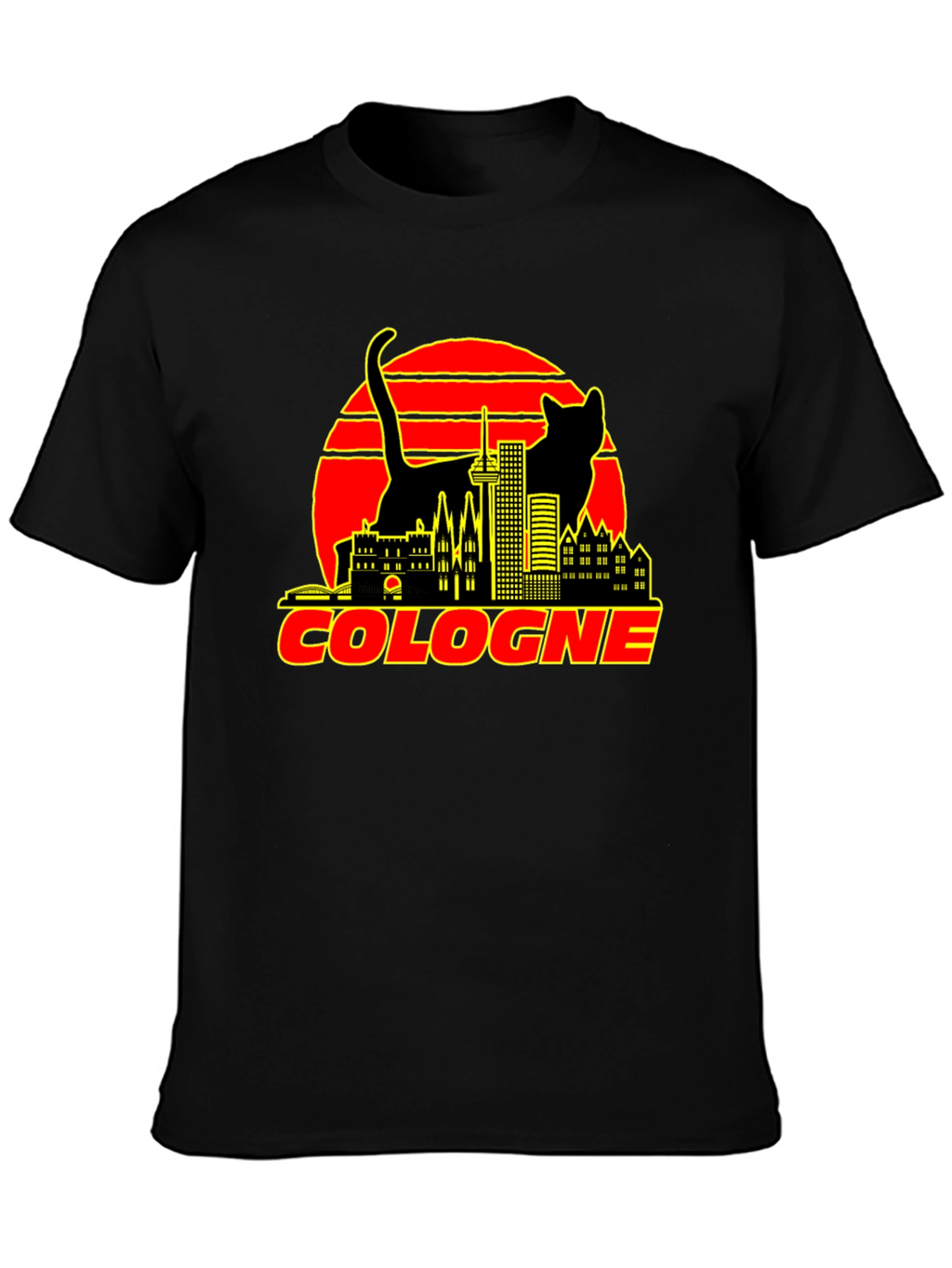 Cologne Cityscape Cat Graphic T-Shirt