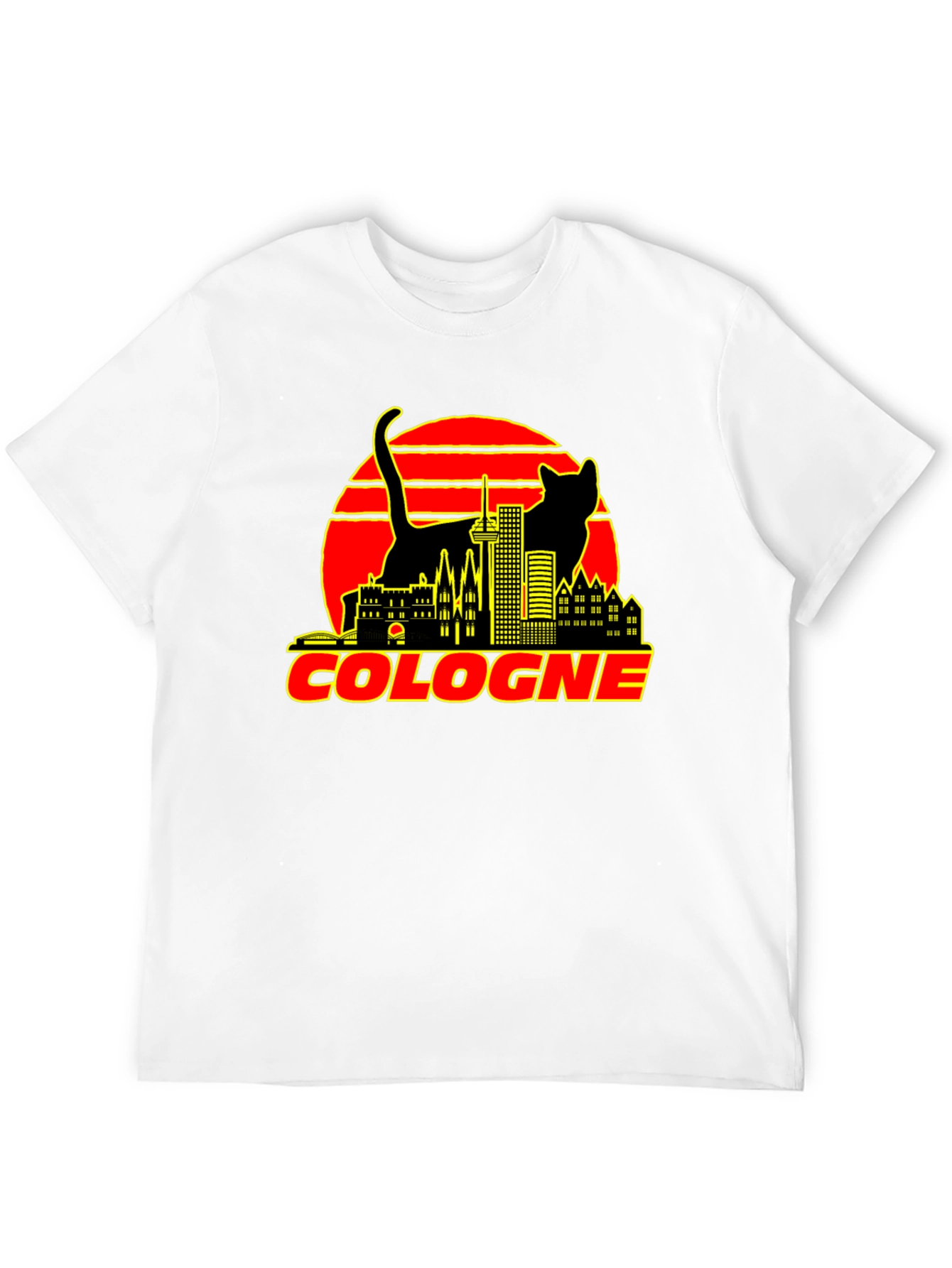 Cologne Cityscape Cat Graphic T-Shirt